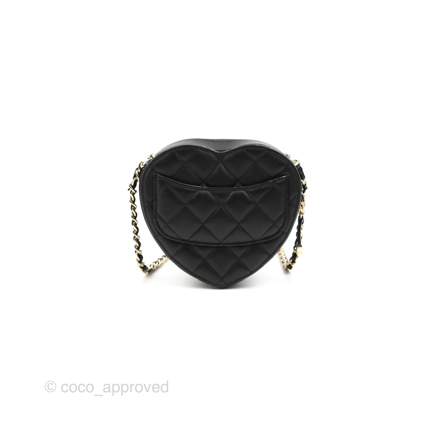 Chanel Small Heart Bag Black Lambskin Gold Hardware 22S