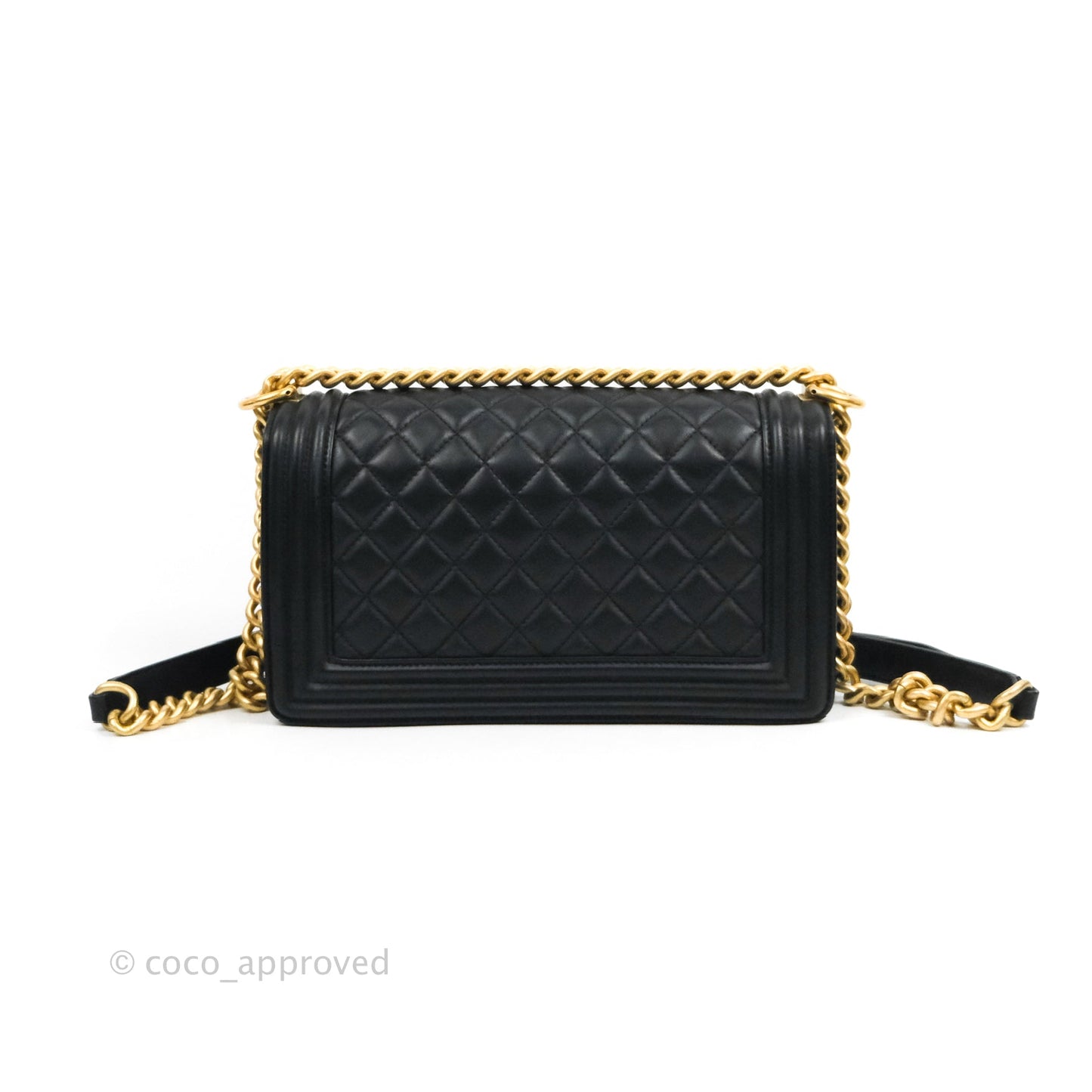 Chanel Quilted Medium Boy Black Lambskin Gold Hardware