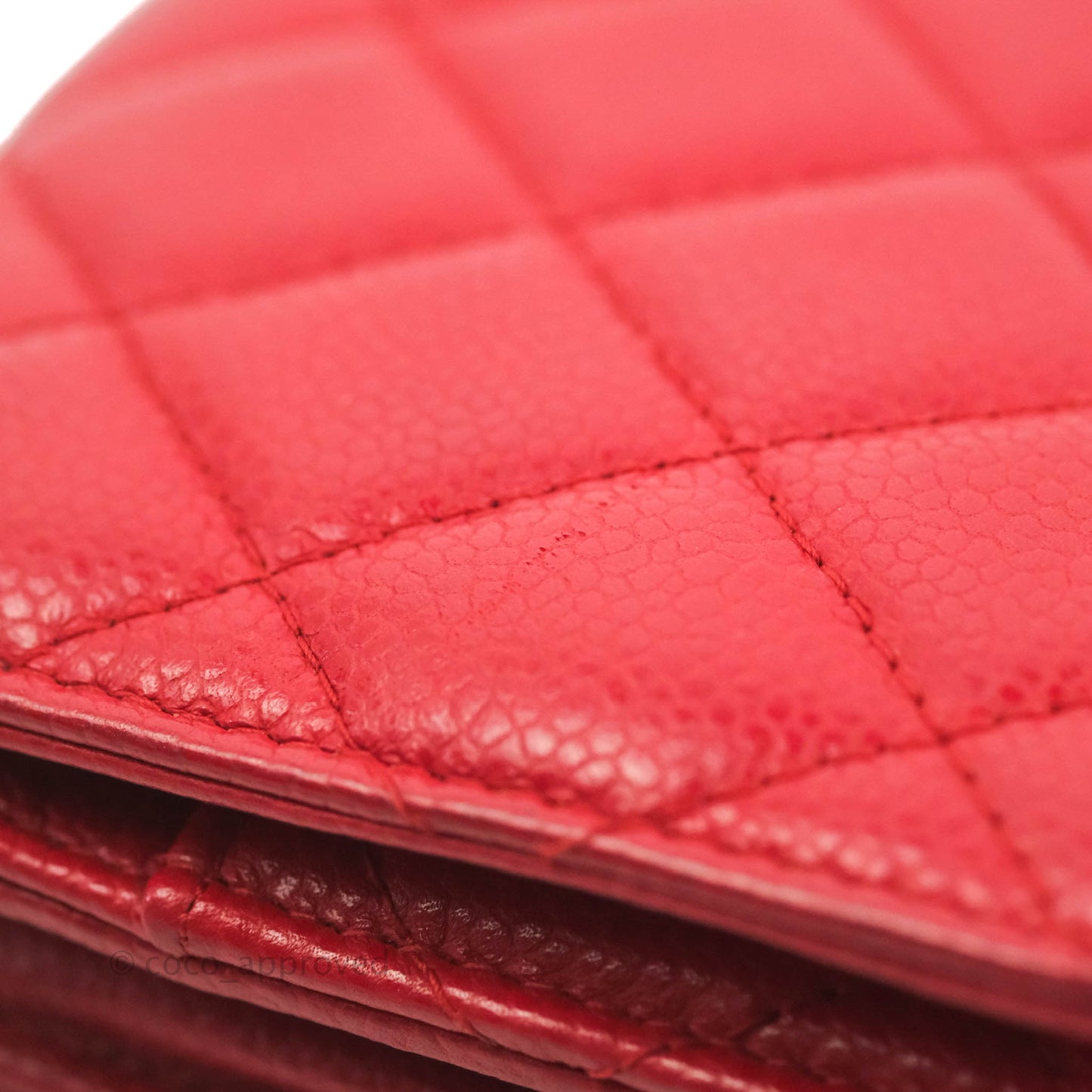 Chanel Quilted Classic Wallet on Chain WOC Red Caviar Ruthenium Hardware
