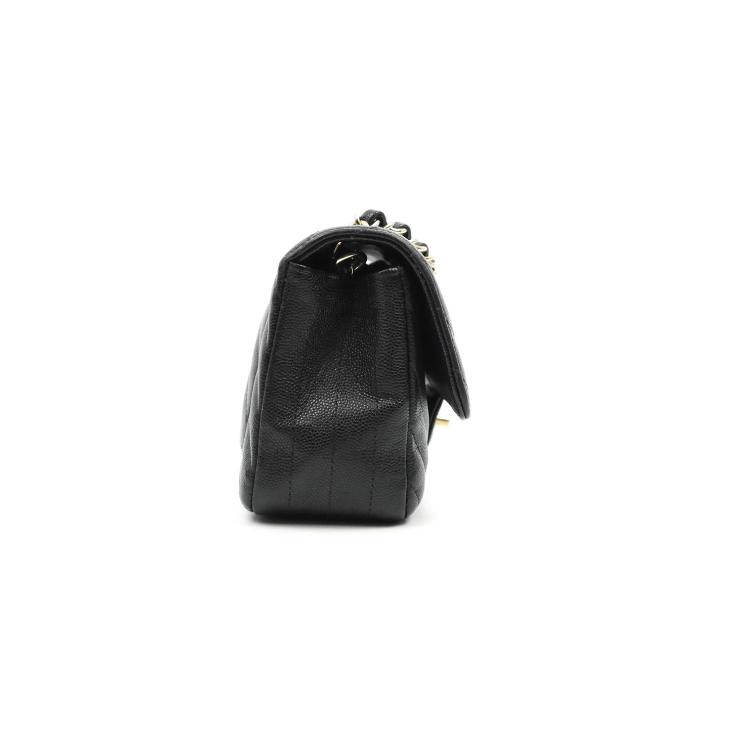 Chanel Chevron Mini Rectangular Flap Black Caviar Gold Hardware