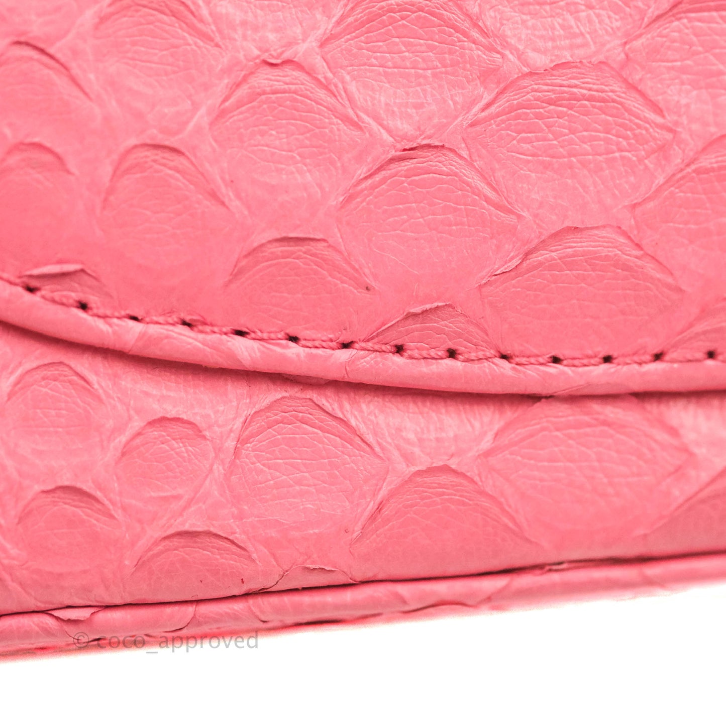 Chanel Quilted Mini Rectangular Python Pink Silver Hardware