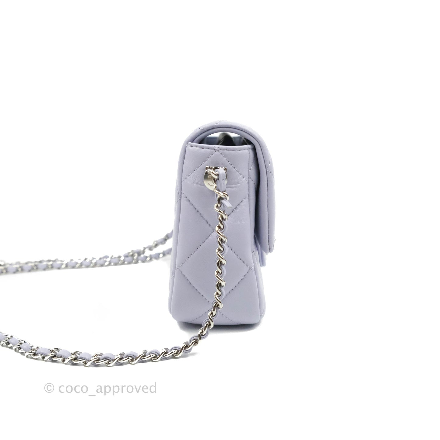 Chanel Quilted My Perfect Mini With Pearl Lilac Lambskin Silver Hardware