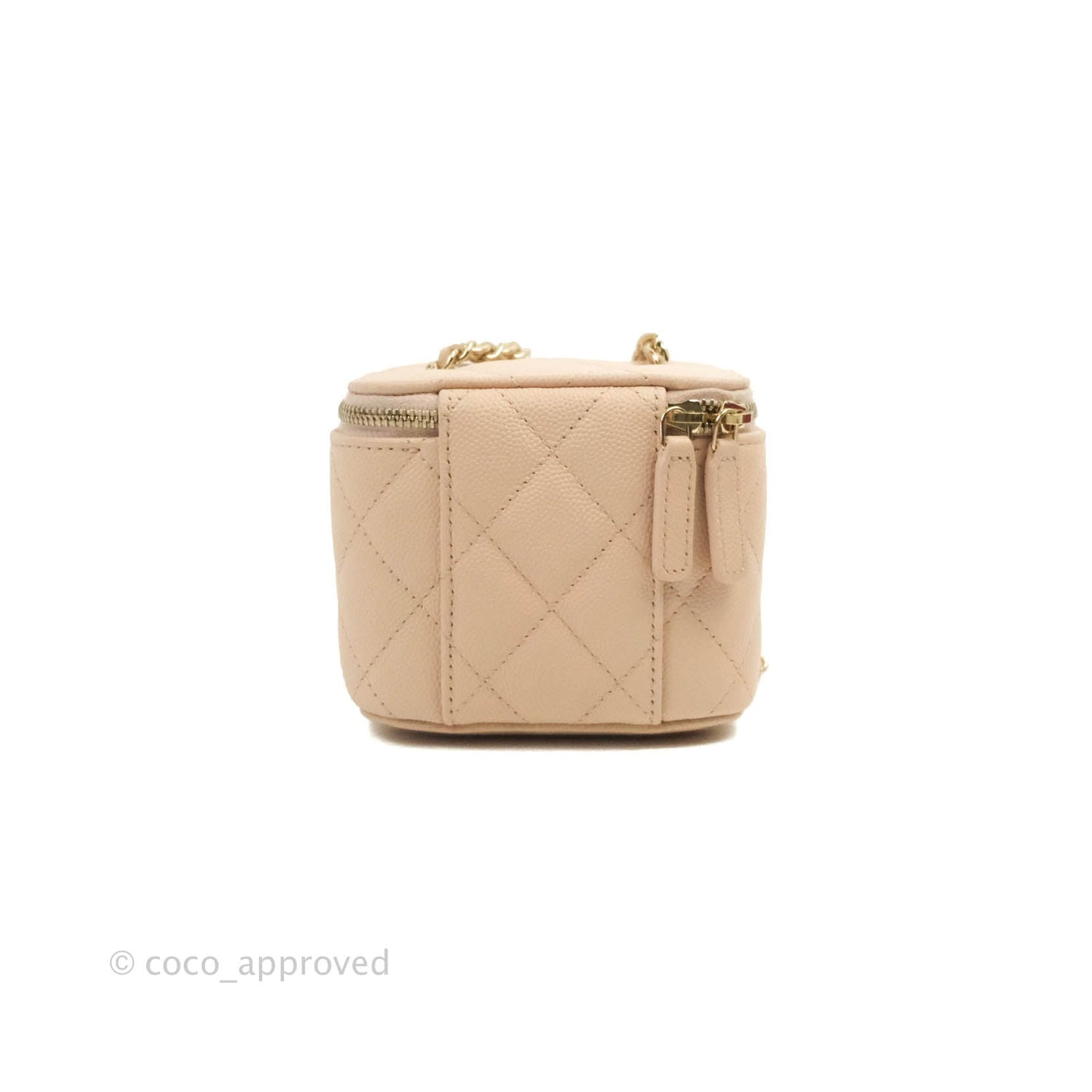 Chanel Classic Mini Vanity With Chain Light Beige Caviar Gold Hardware