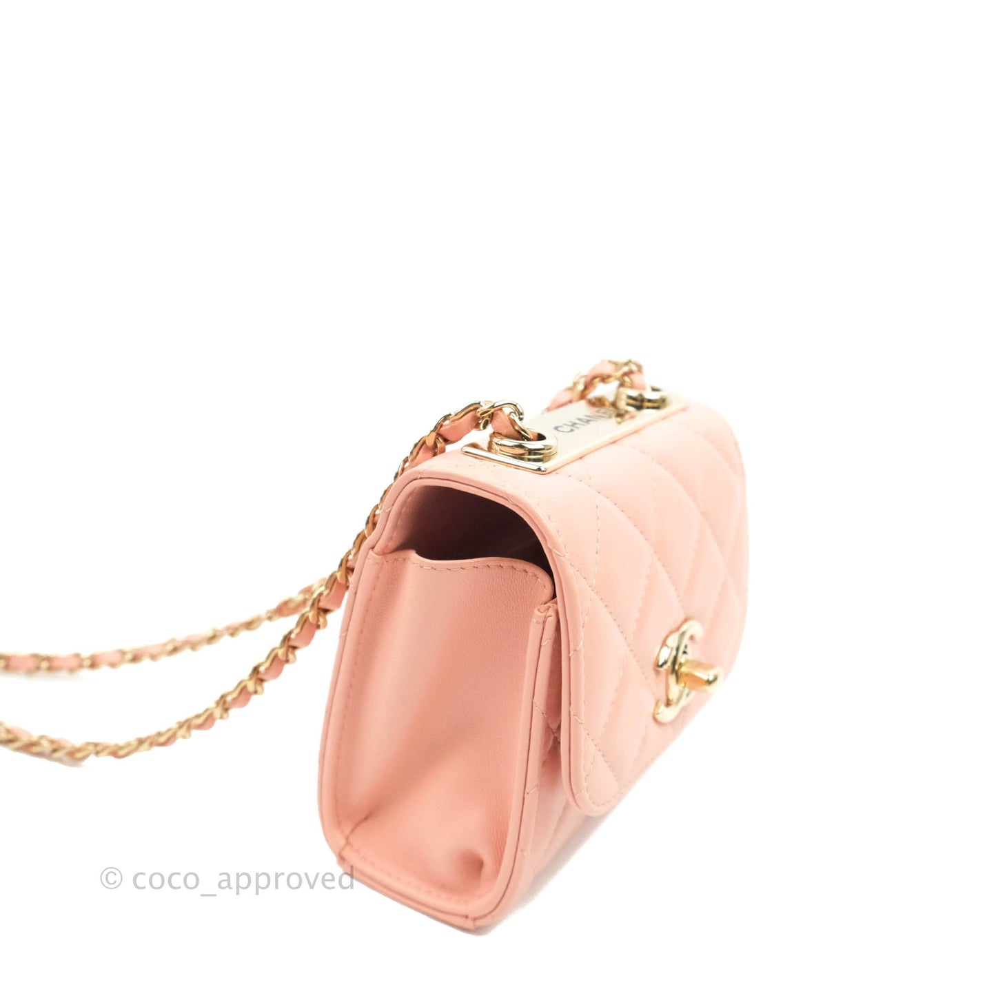 Chanel Mini Quilted Trendy CC Clutch With Chain Pink Lambskin Gold Hardware