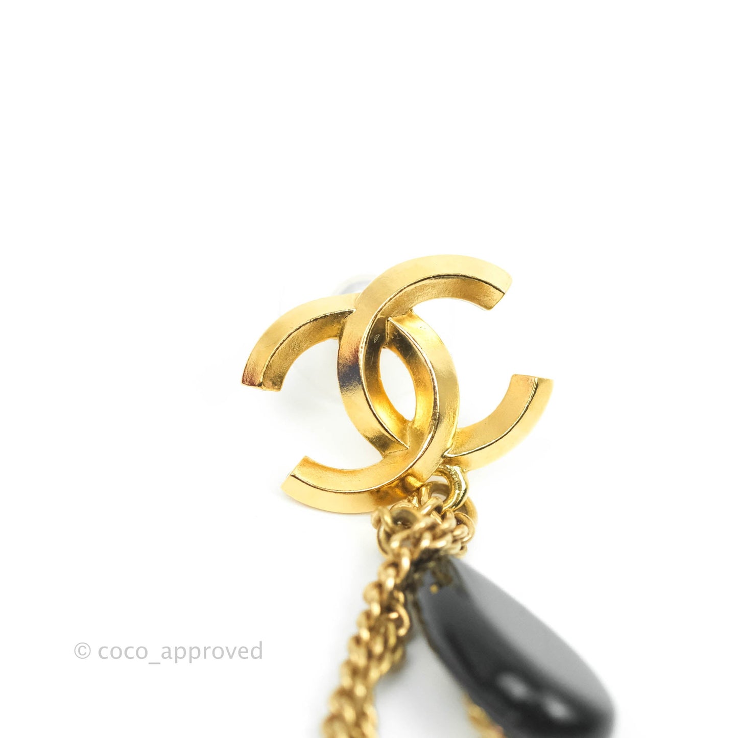 Chanel Dangling Multi Chain Camellia CC Earrings Gold Tone