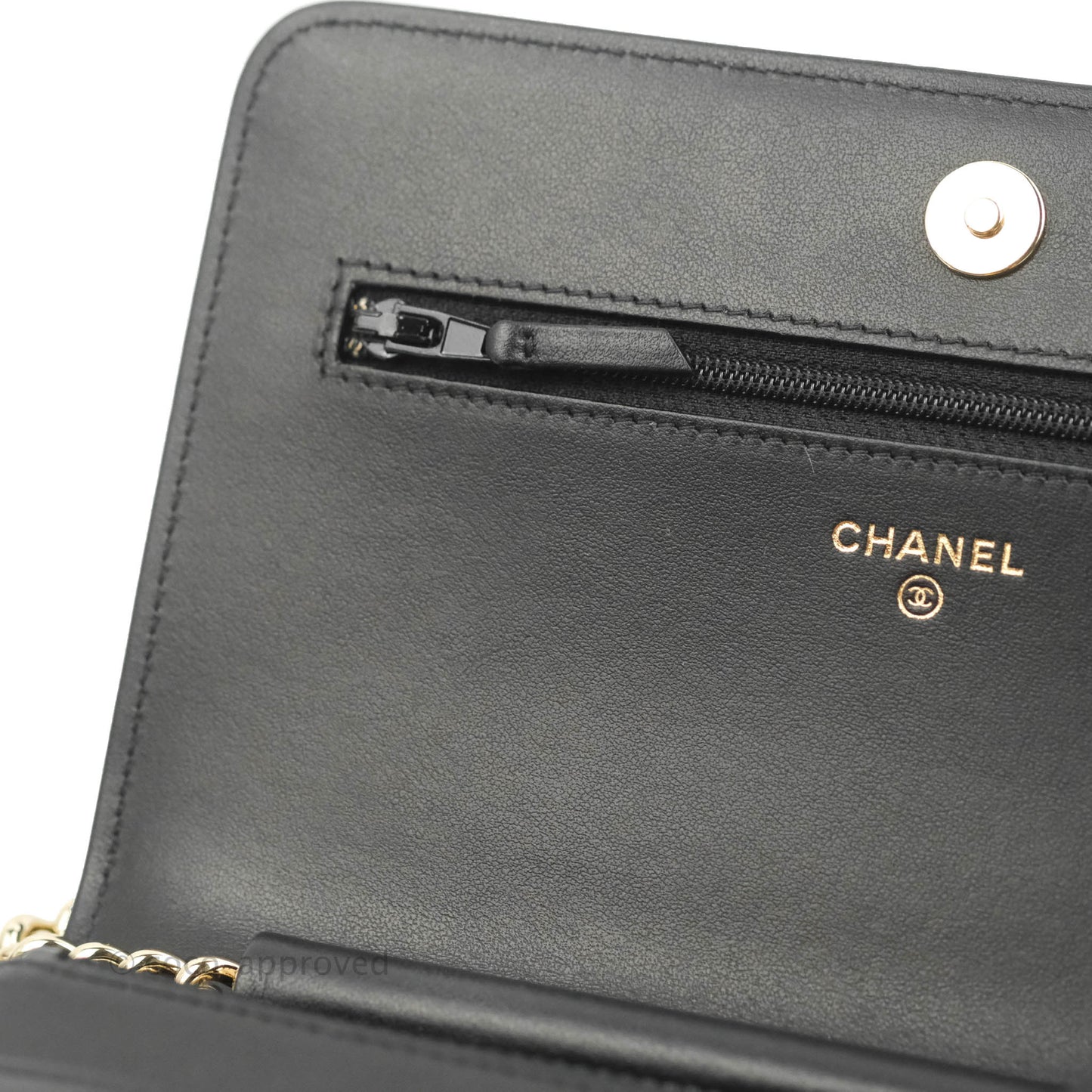 Chanel Chevron Boy Wallet On Chain Black Caviar Gold Hardware