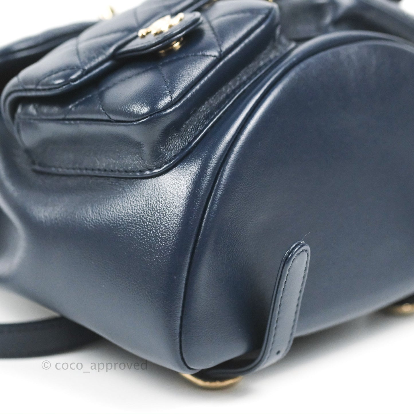 Chanel Duma Backpack Medium Navy Calfskin Gold Hardware 23P