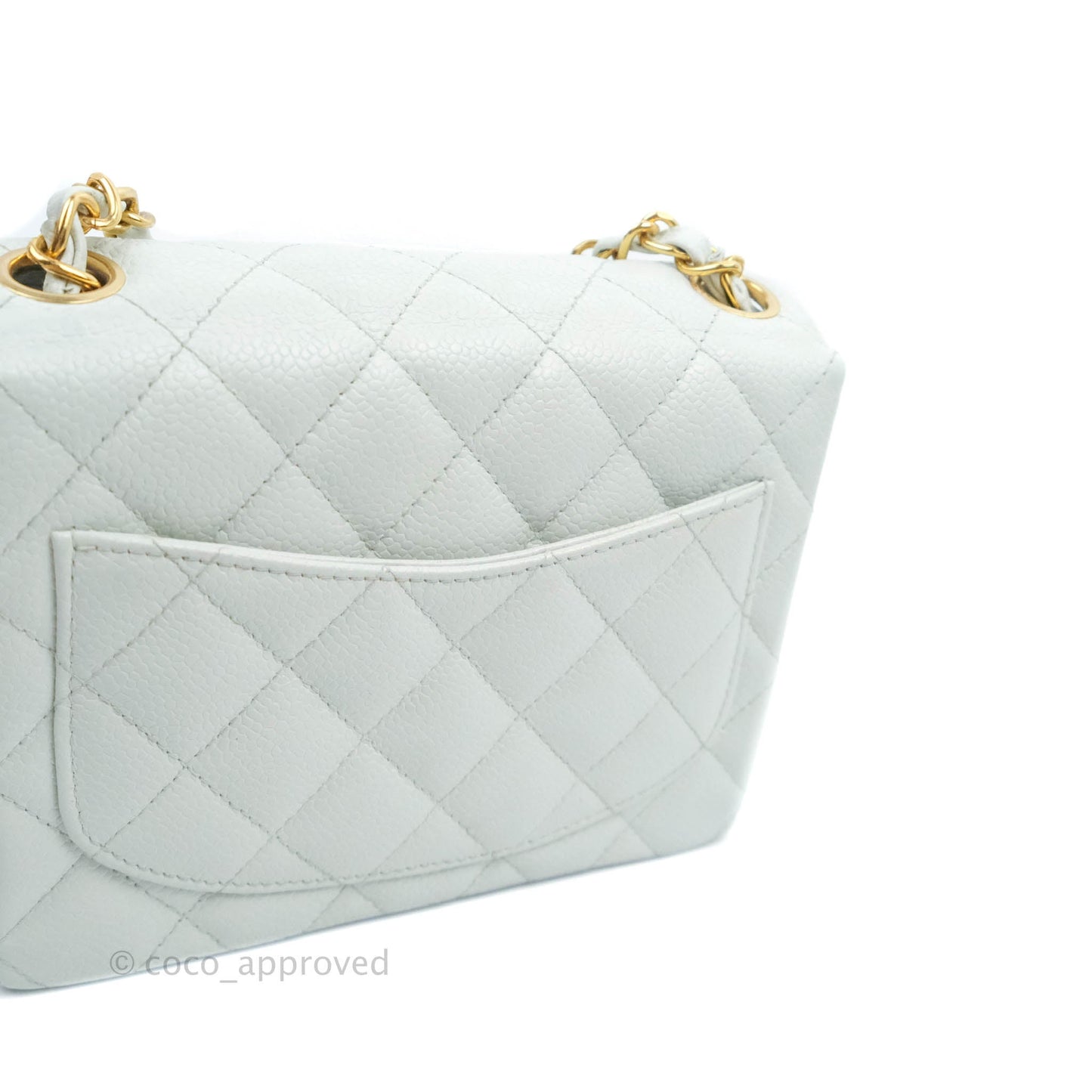 Chanel Quilted Vintage Mini Square Flap Light Blue Caviar 24K Gold Hardware