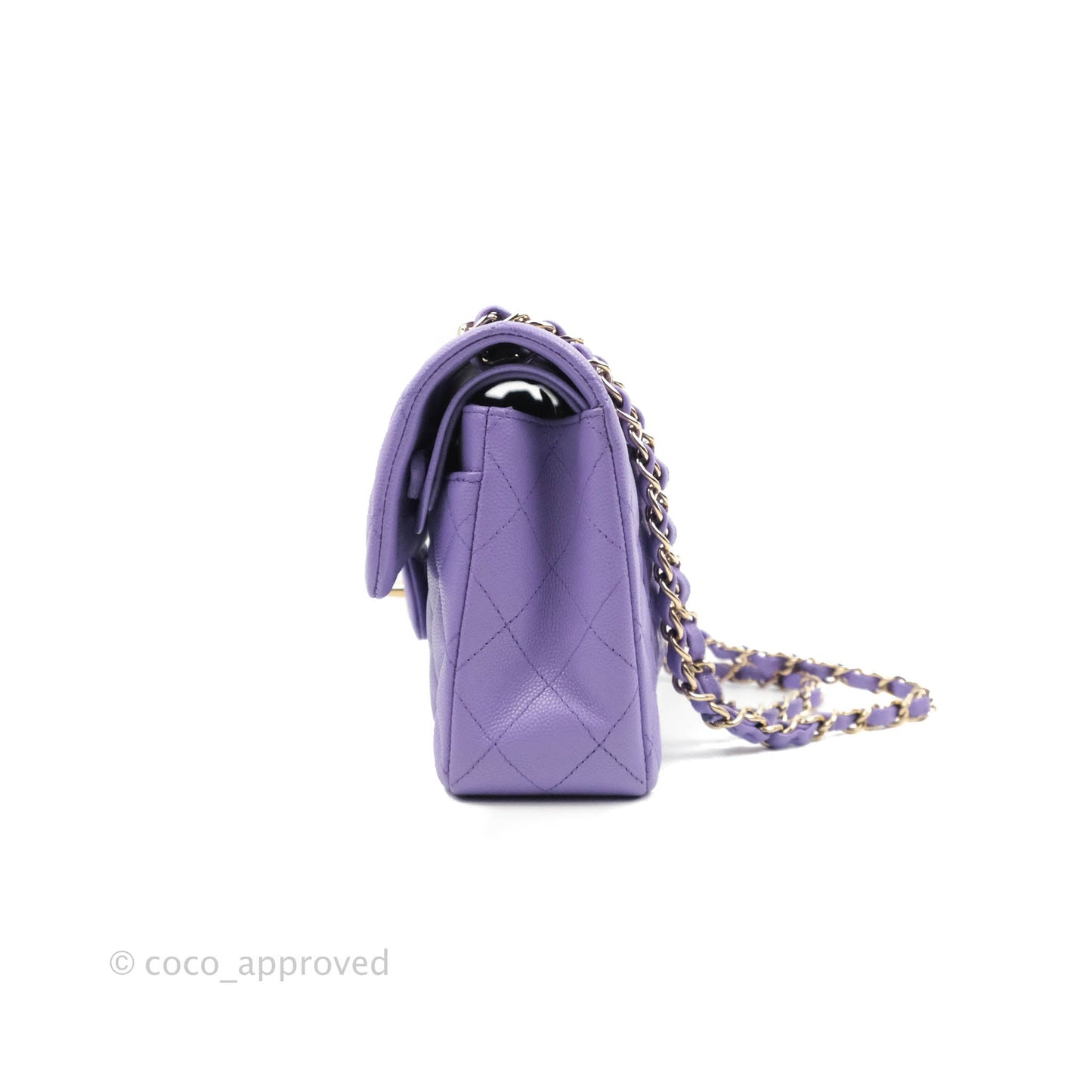 Chanel Small Classic Quilted Flap Purple Caviar Gold Hardware 20S