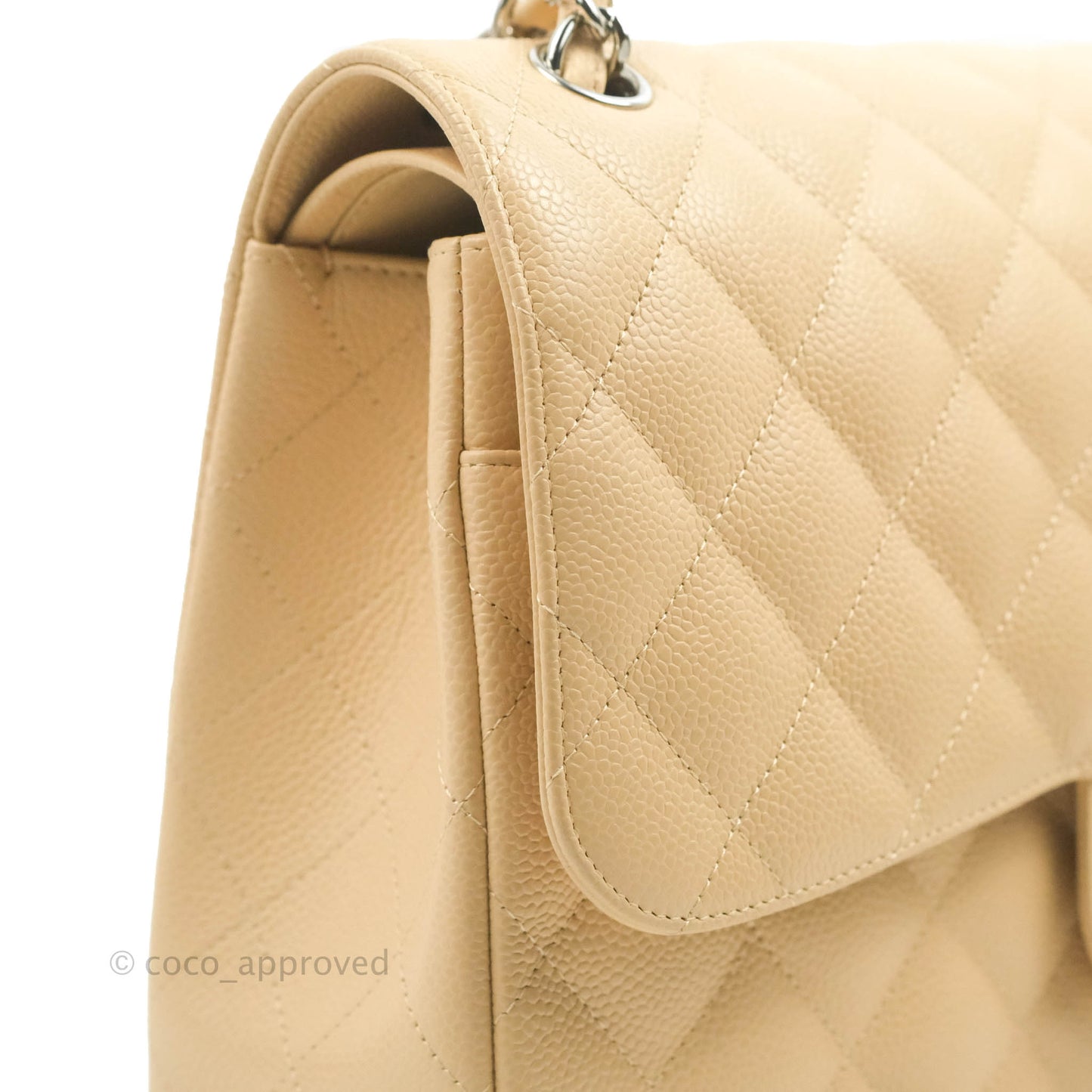 Chanel Jumbo Double Flap Beige Caviar Silver Hardware⁣⁣