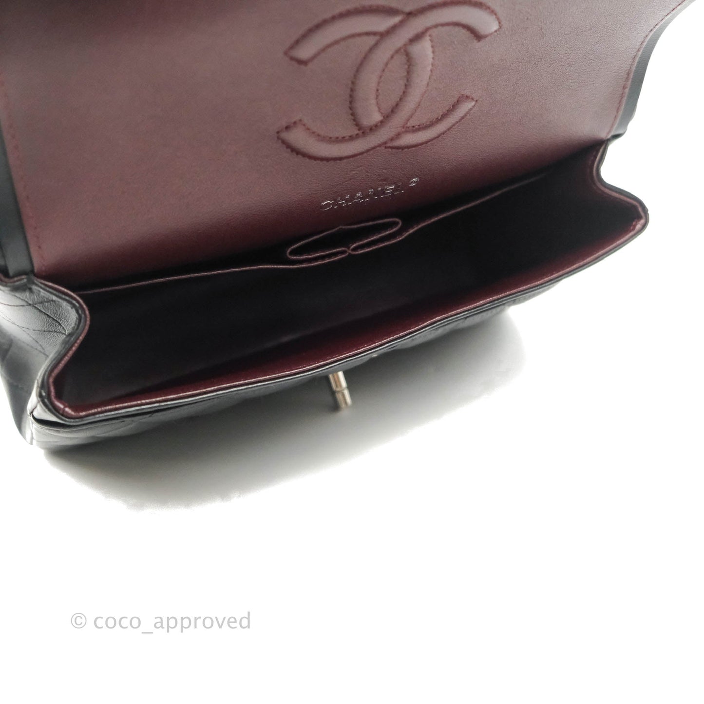 Chanel Classic M/L Medium Flap Quilted Black Lambskin Silver Hardware