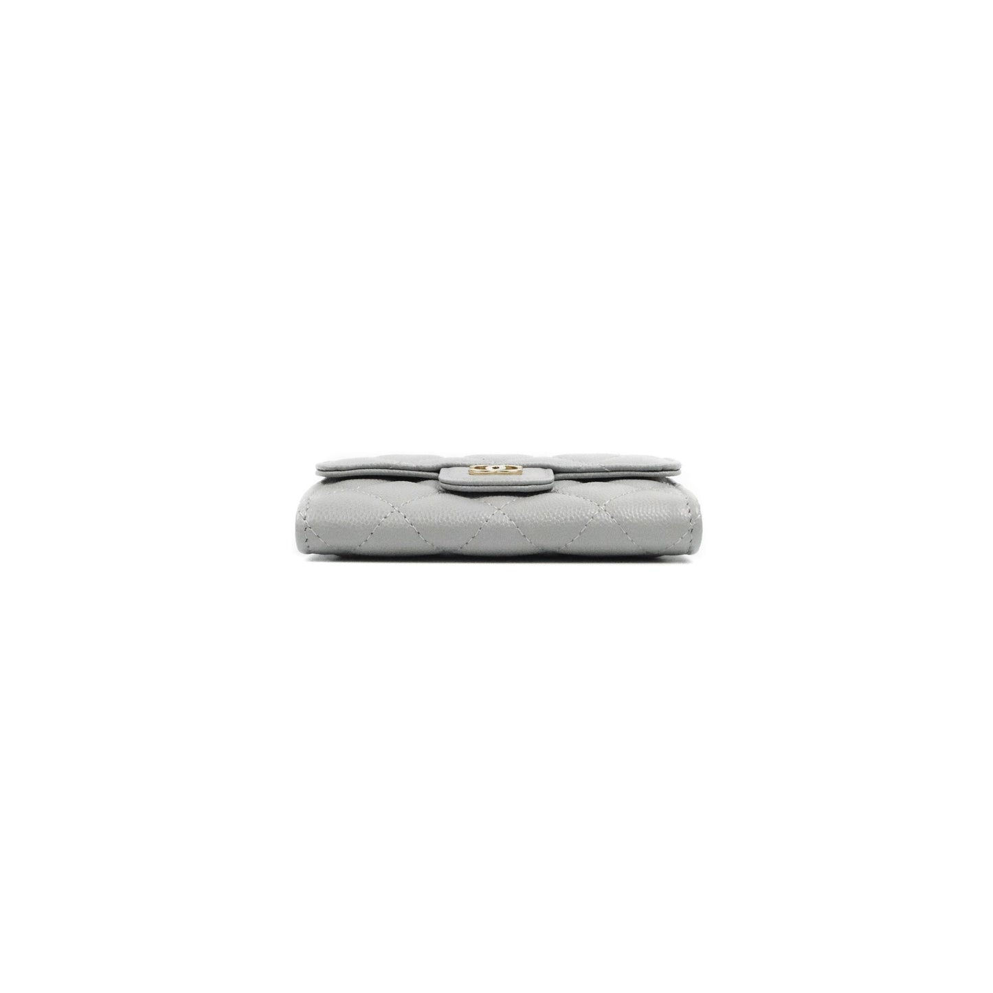 Chanel Quilted Flap Card Holder Grey Caviar Gold Hardware