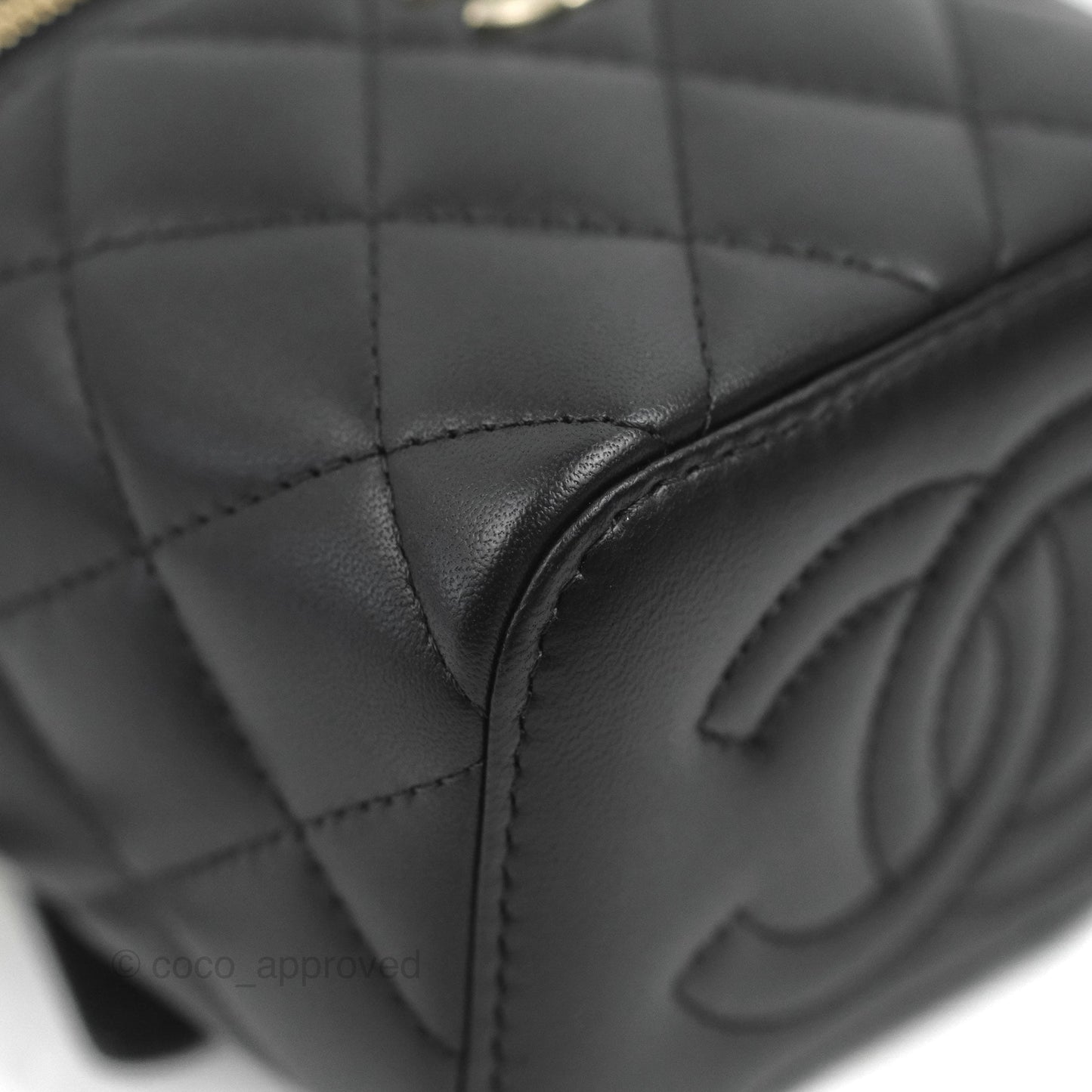 Chanel Mini Ball Crush Vanity With Chain Black Lambskin Gold Hardware