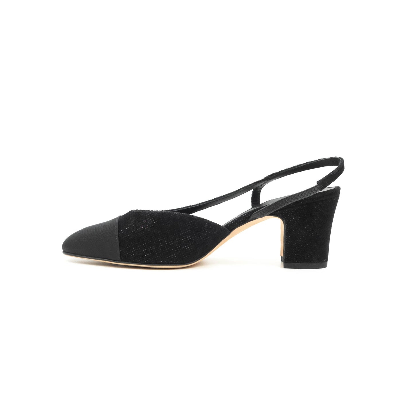 Chanel Classic Slingback Black Velvet Size 37.5C
