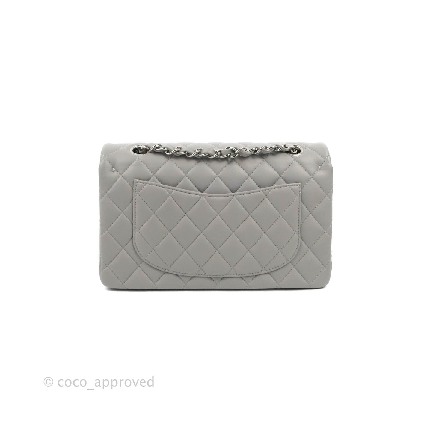 Chanel Small Classic Quilted Flap Grey Lambskin Silver Hardware