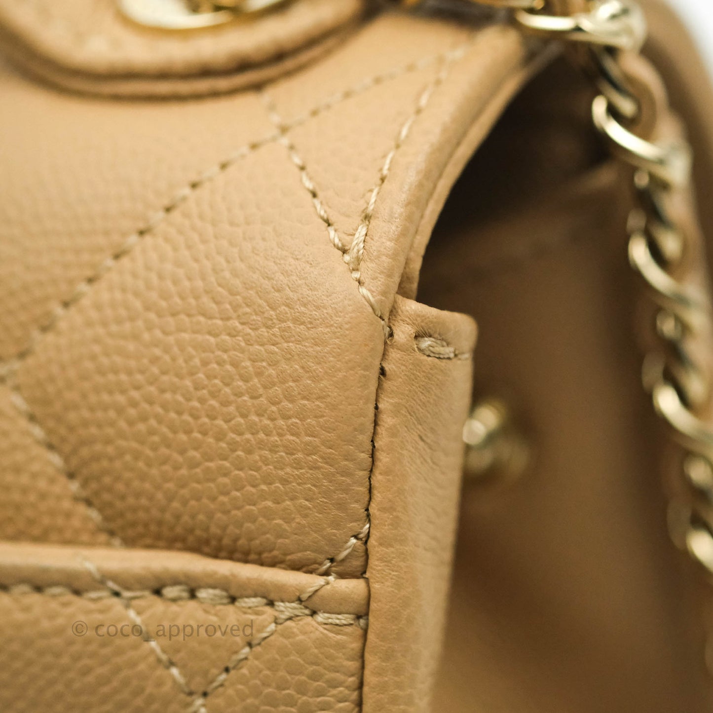 Chanel Quilted Small Business Affinity Flap Dark Beige Caviar Light Gold Hardware