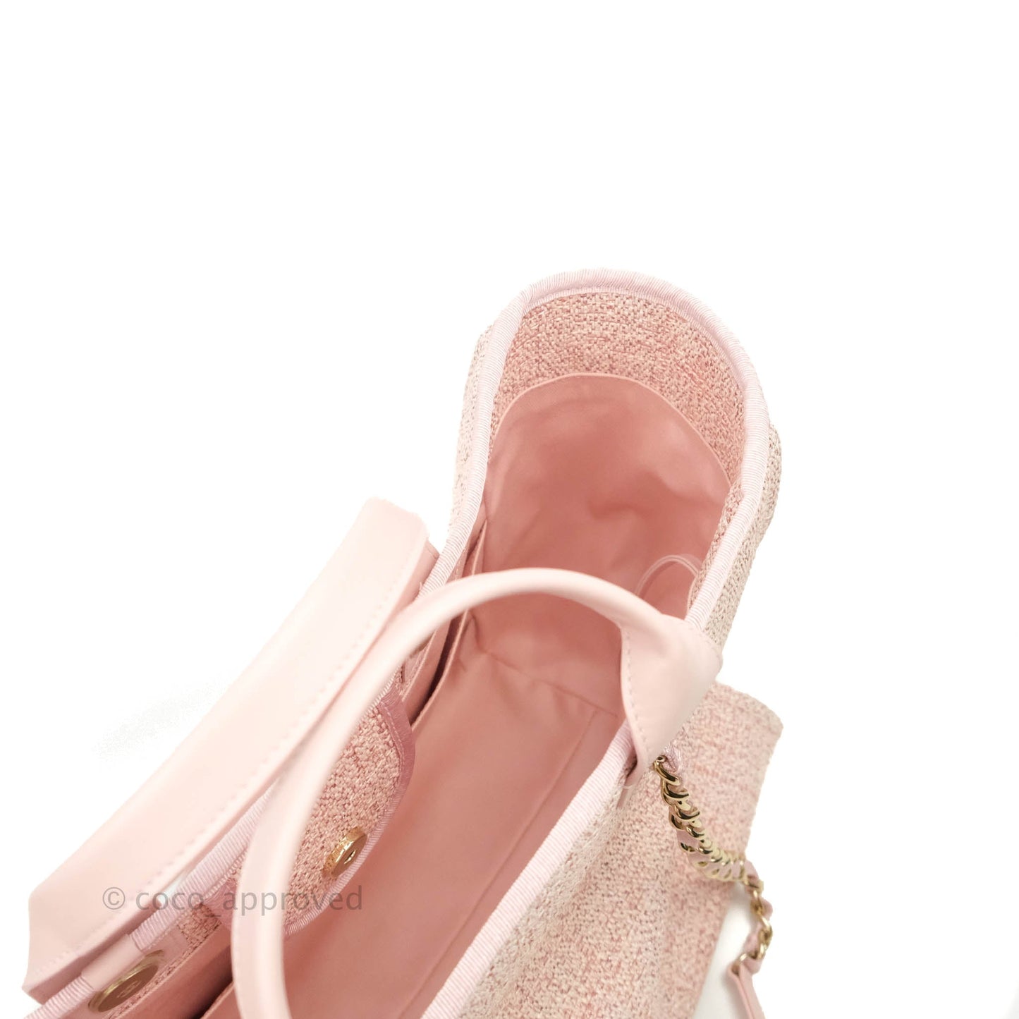 Chanel Large Deauville Pink Tweed Glittering Gold Hardware