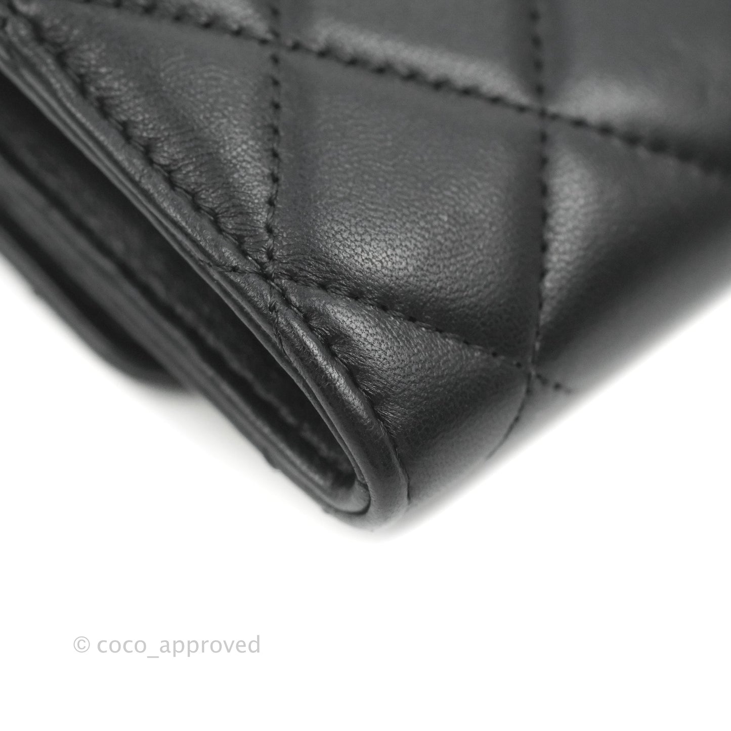 Chanel Pearl Crush Mini Clutch With Chain Black Lambskin Aged Gold Hardware