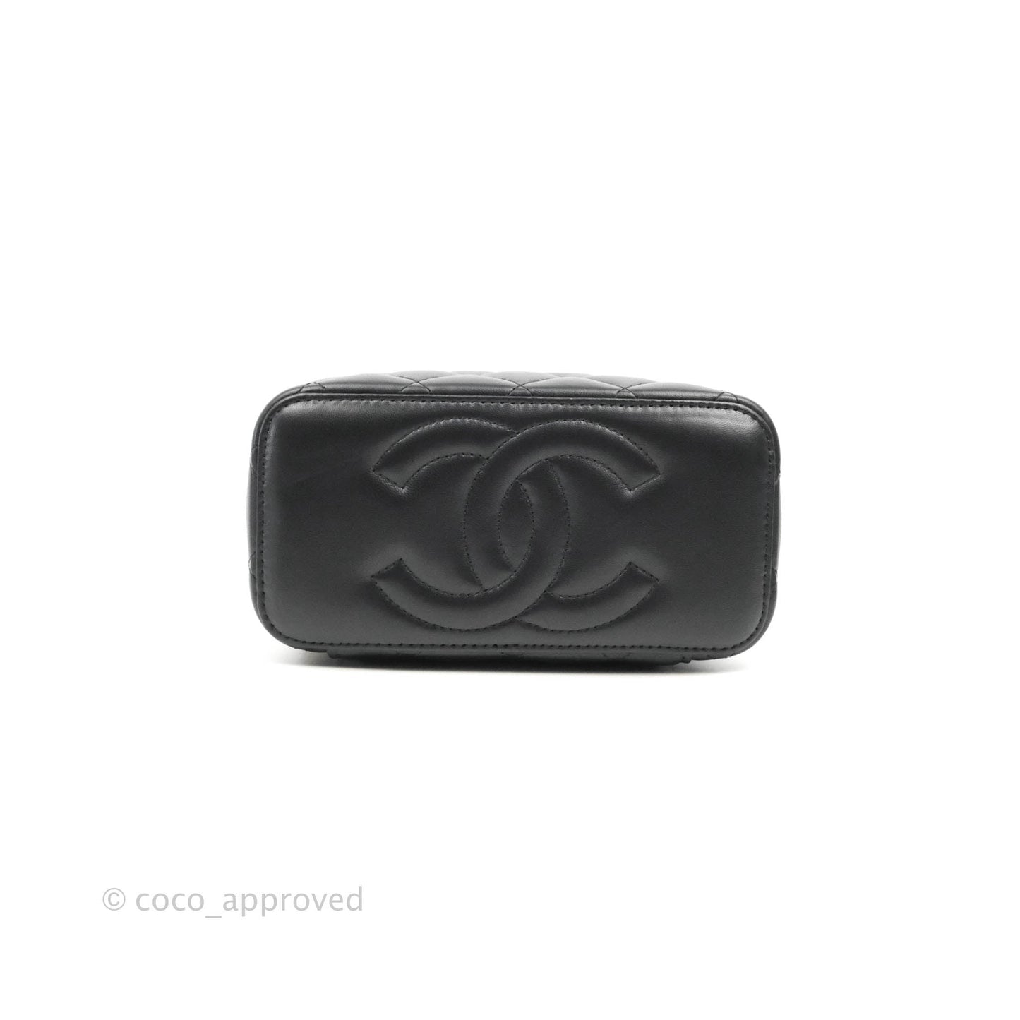 Chanel Vanity Rectangular Top Handle Black Lambskin Gold Hardware