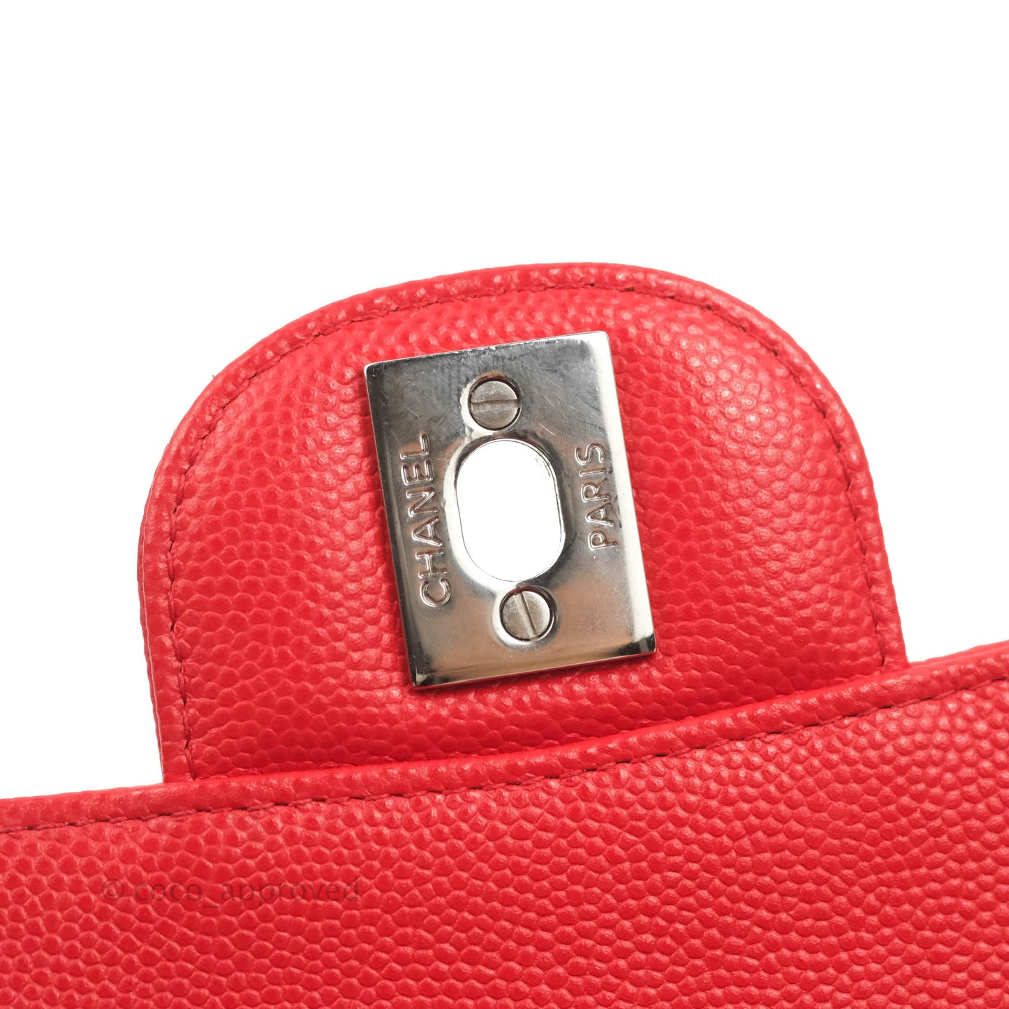 Chanel Quilted Mini Rectangular Flap Red Chevron Caviar Silver Hardware