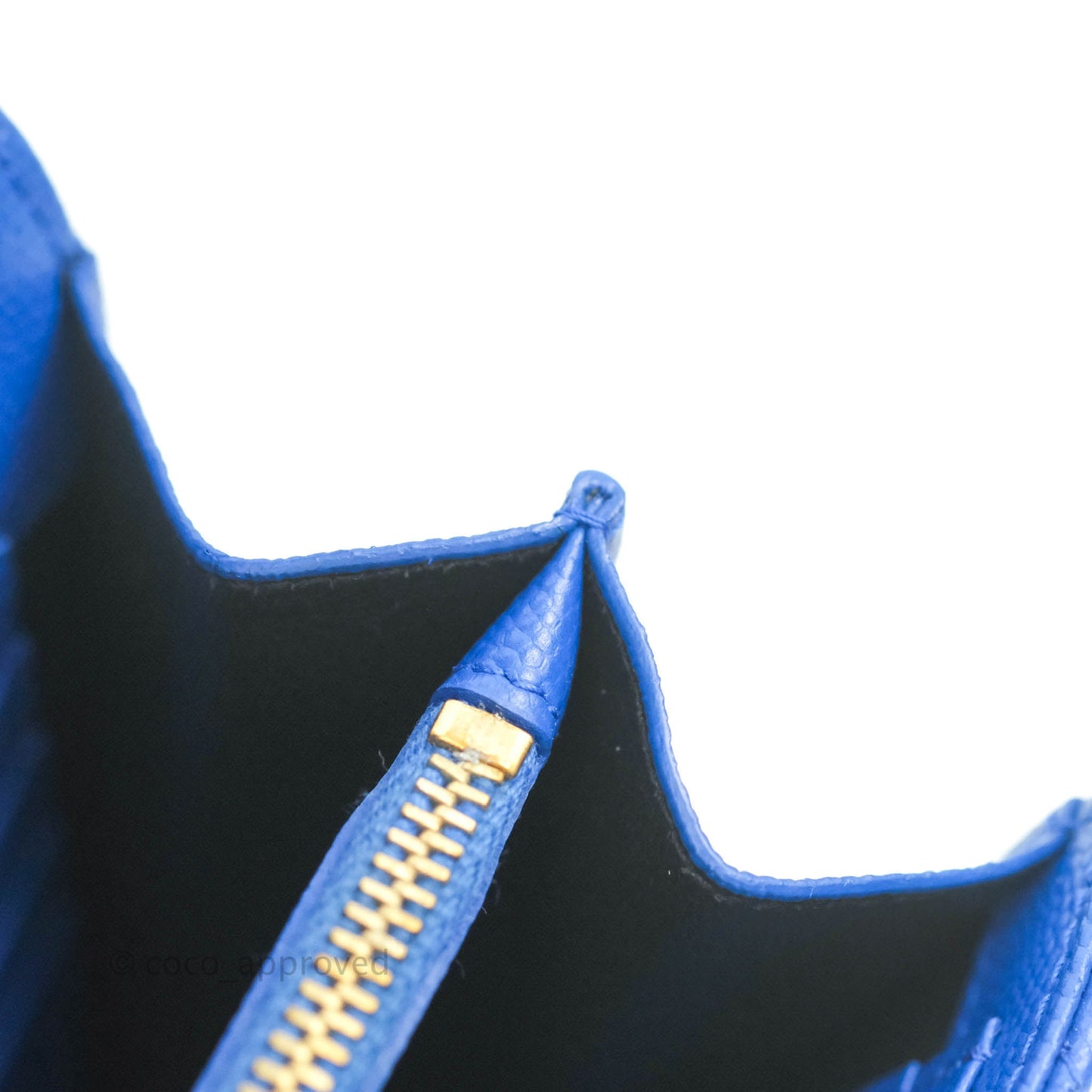 Saint Laurent Wallet on Chain Blue Grained Leather Gold Hardware