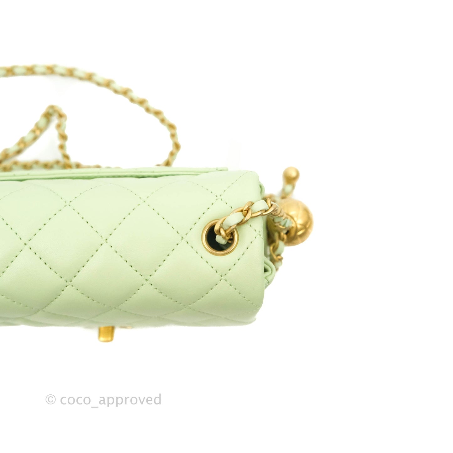 Chanel Pearl Crush Mini Square Quilted Avocado Green Lambskin Aged Gold Hardware