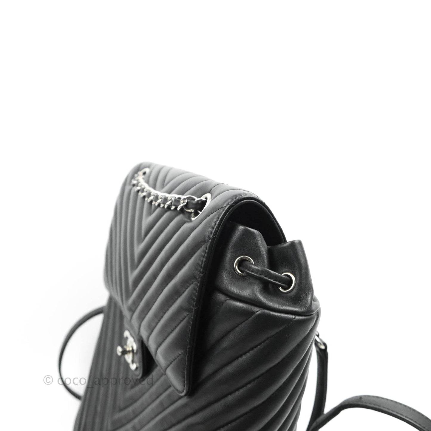Chanel Medium Chevron Urban Spirit Backpack Black Calfskin Silver Hardware