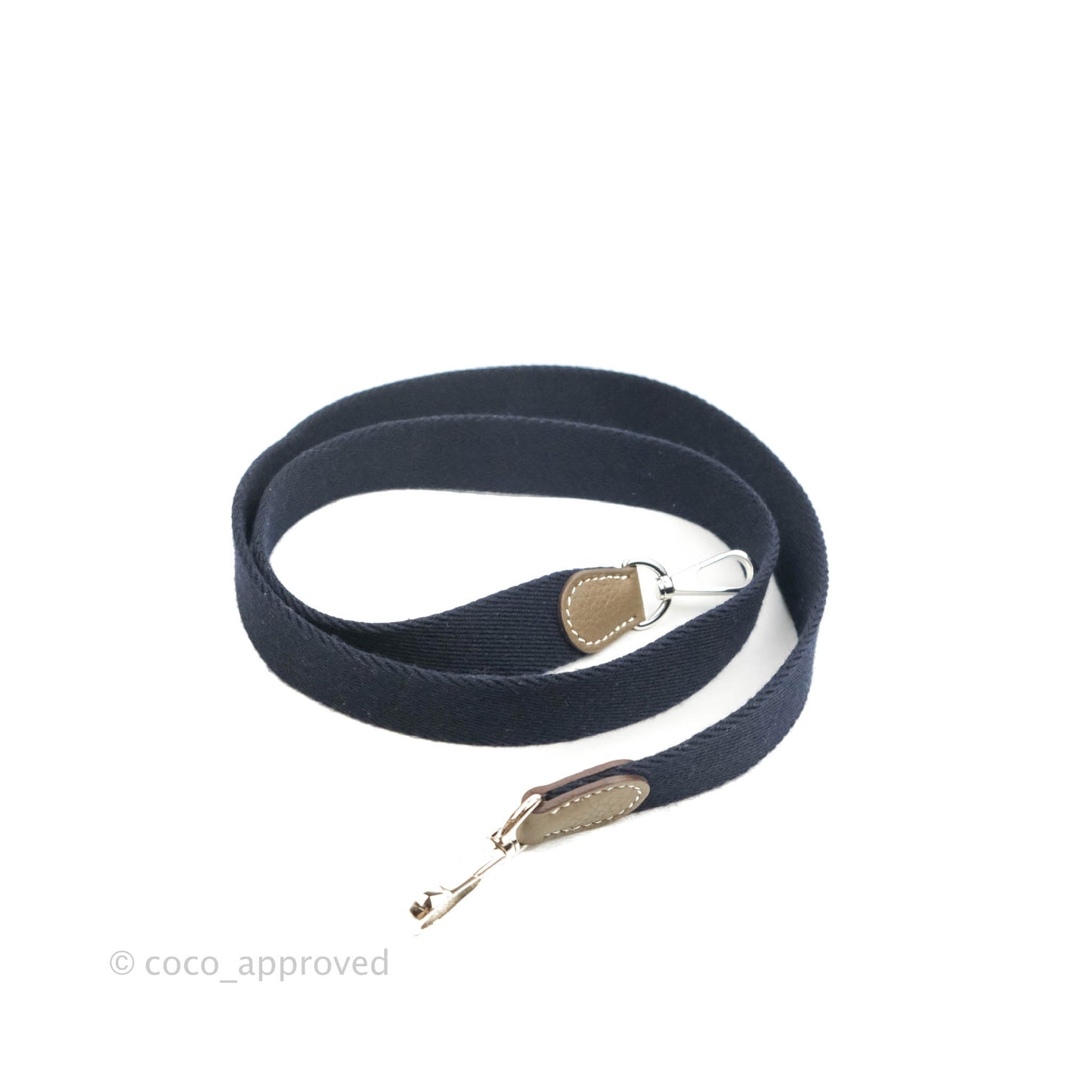 Hermès Mini Evelyne Etoupe Clemence Palladium Hardware with Bleu Indigo Strap