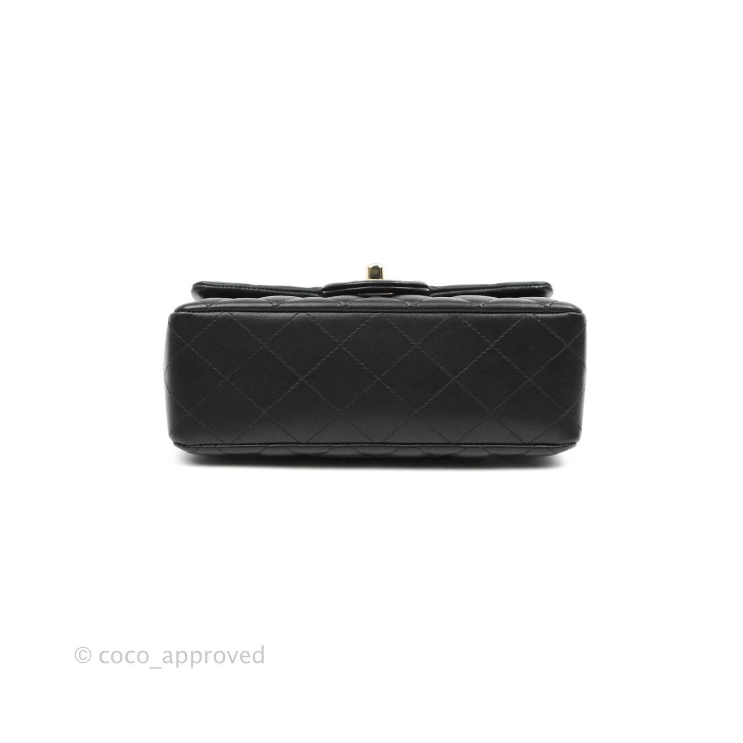 Chanel Quilted Mini Rectangular Flap Black Lambskin Gold Hardware