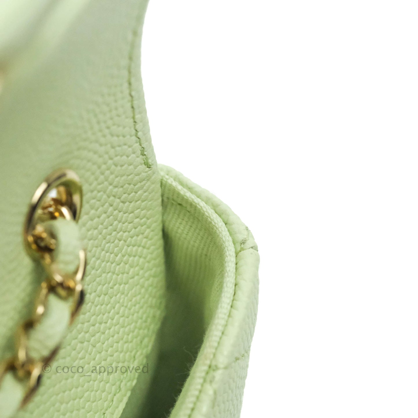 Chanel Mini Card Holder Chain Belt Bag Light Green Caviar Gold Hardware 21B