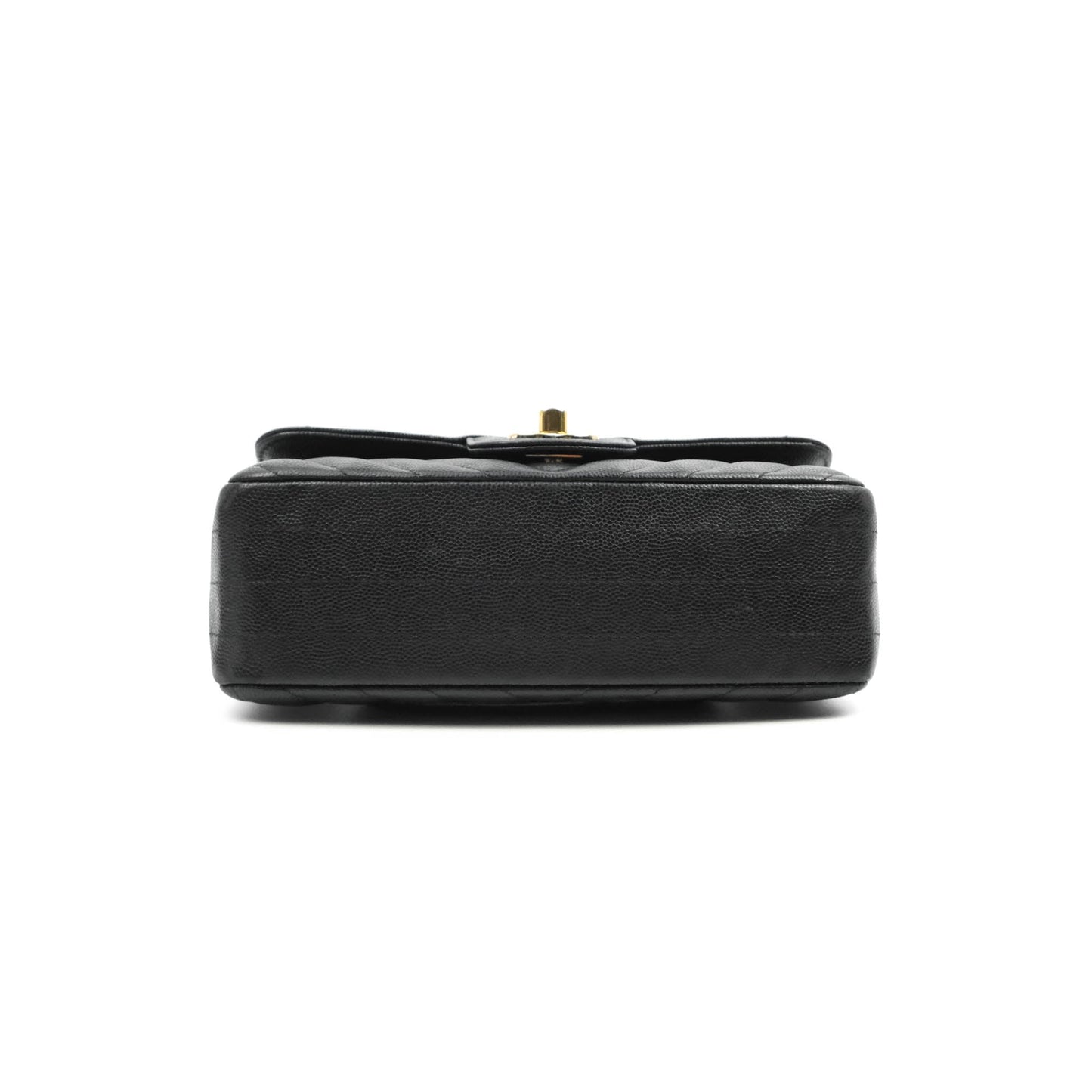 Chanel Chevron Mini Rectangular Flap Black Caviar Gold Hardware