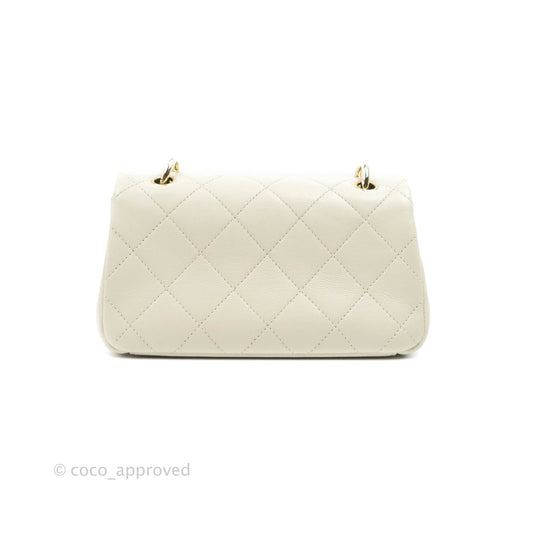 Chanel Flat Quilted Flap Bag Lambskin & Gold-Tone Ivory