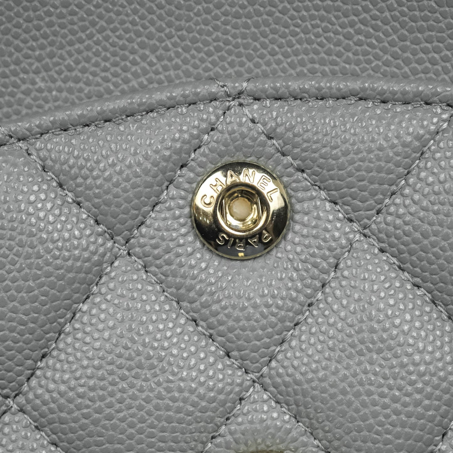 Chanel Classic Small S/M Quilted Flap Grey Caviar Gold Hardware 20C