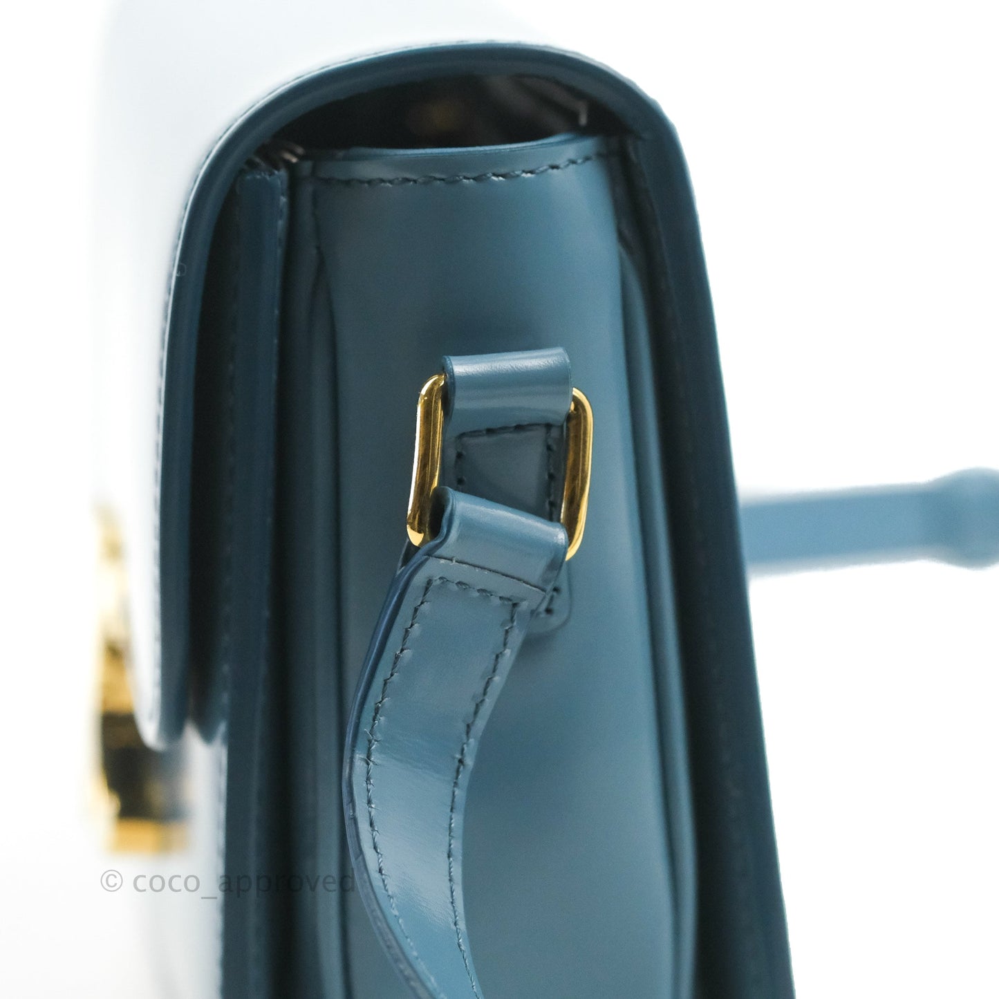 Celine Teen Triomphe Bag Shiny Calfskin Denim Blue