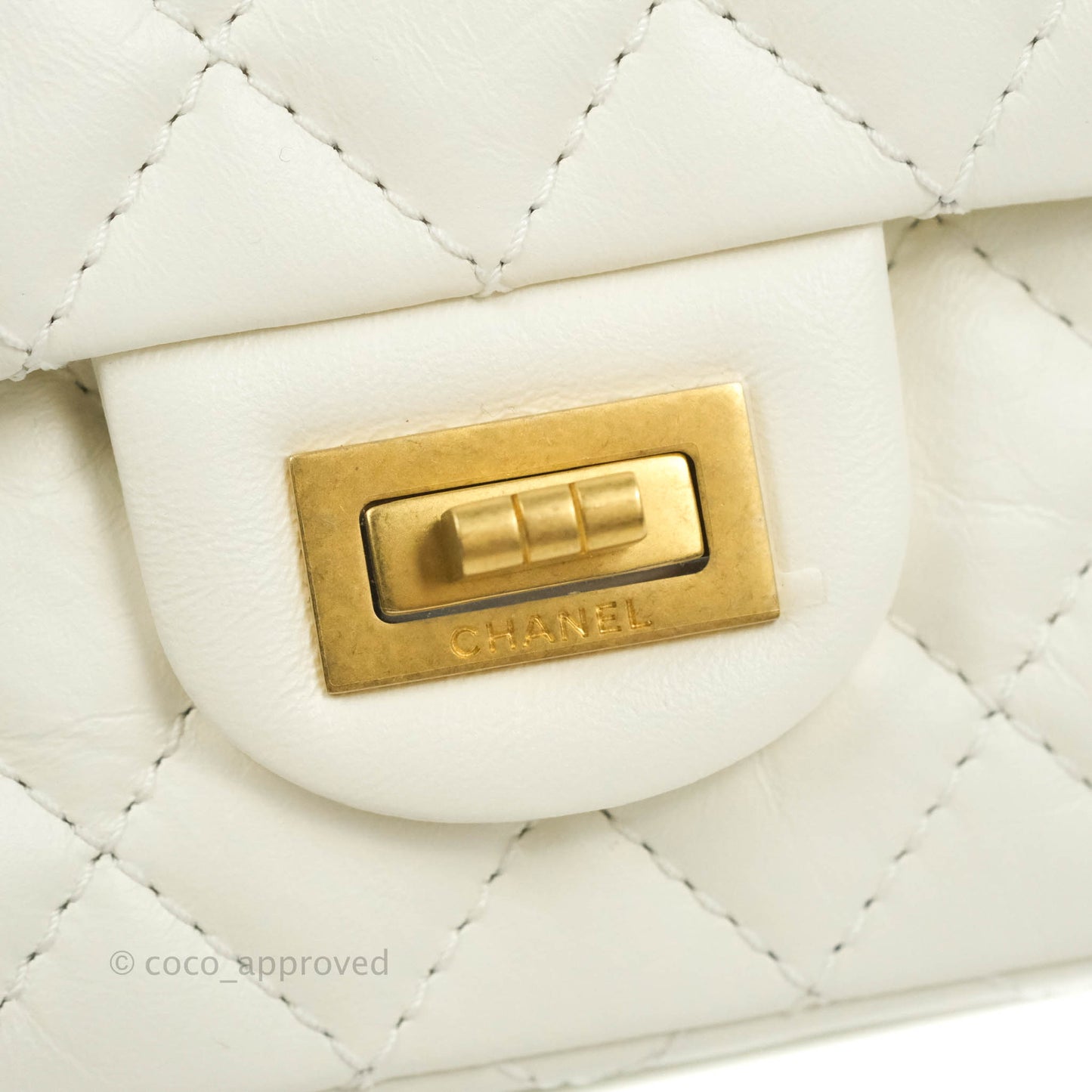 Chanel Mini Reissue 224 White Aged Calfskin Gold Hardware