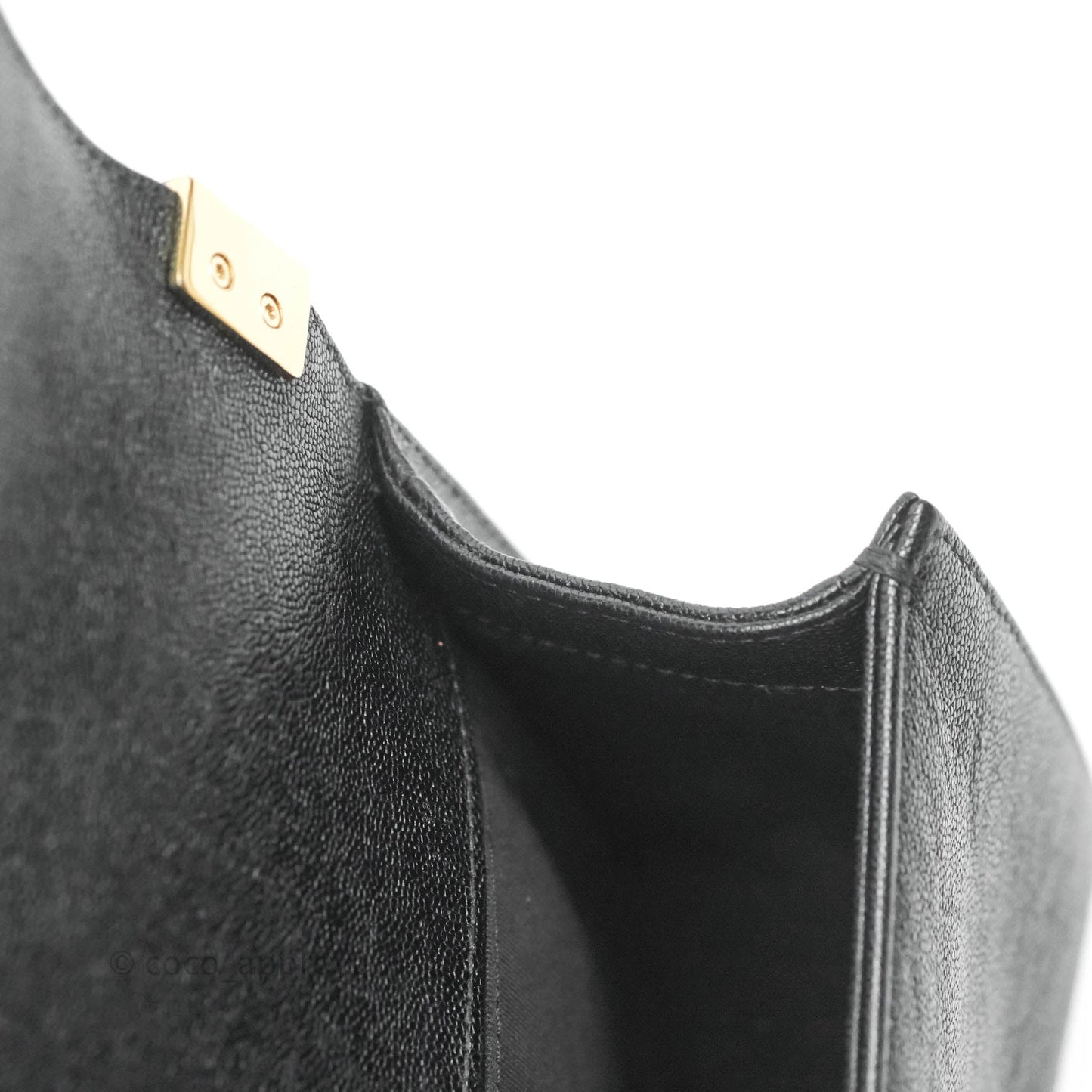 Chanel Small Boy Chevron Black Caviar Gold Hardware