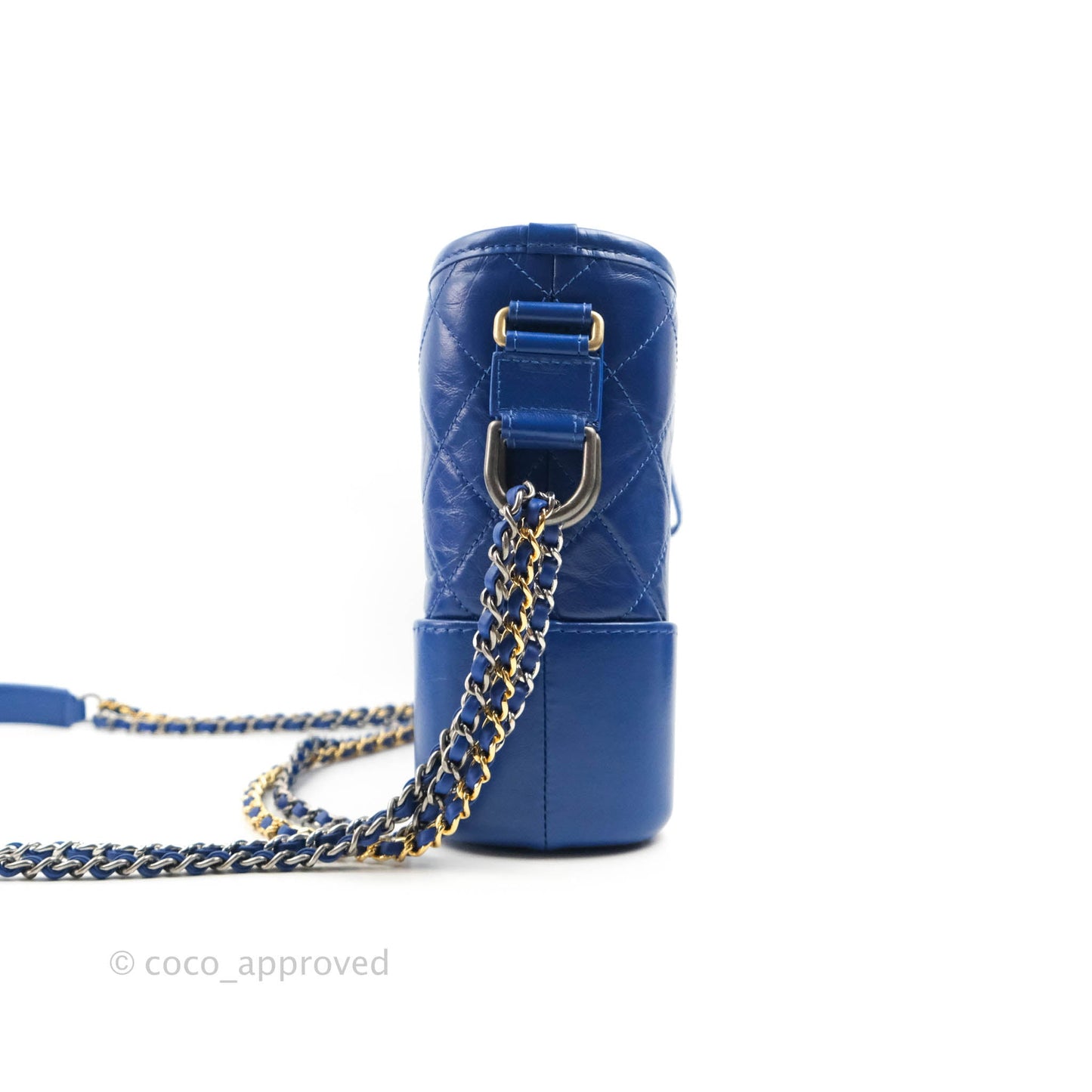 Chanel Quilted Small Gabrielle Logo Hobo Blue Aged Calfskin