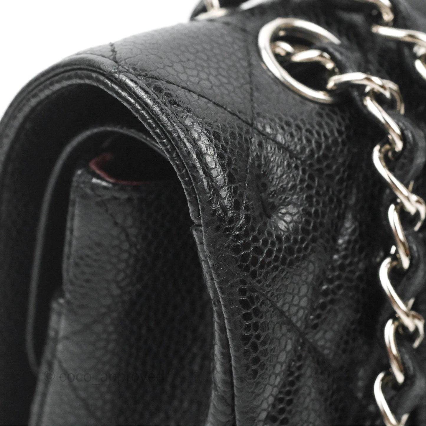 Chanel Classic M/L Medium Flap Quilted Black Caviar Silver Hardware