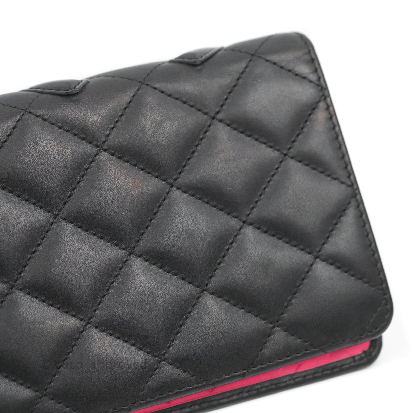 Chanel Quilted Cambon Yen Wallet Black Calfskin Silver Hardware