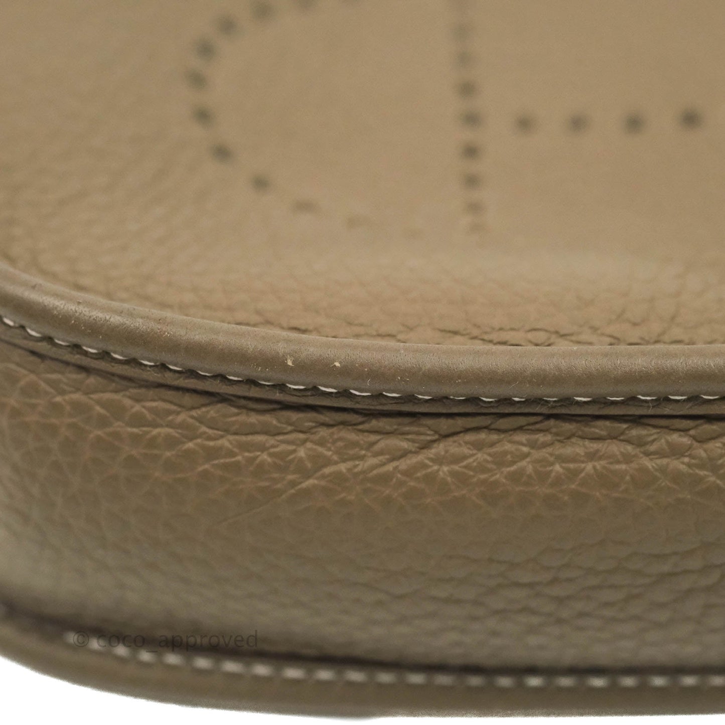 Hermès Mini Evelyne Etoupe Clemence Gold Hardware with Bleu Indigo Strap