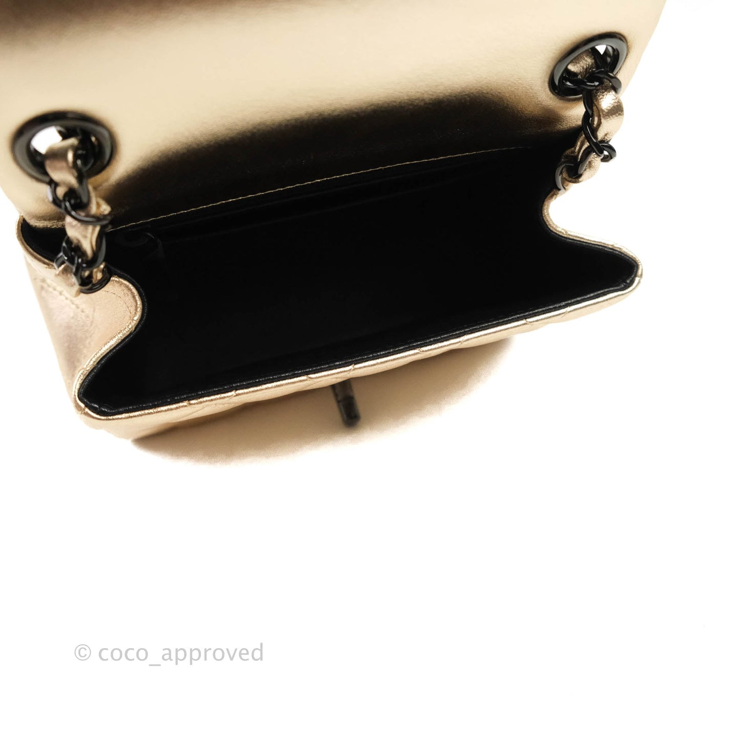Chanel Mini Square Quilted Gold Calfskin Black Hardware