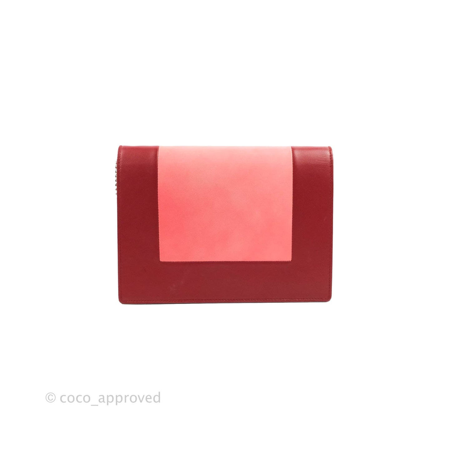 Celine Frame Evening Clutch On Chain Red Pink Smooth Lambskin Silver Hardware