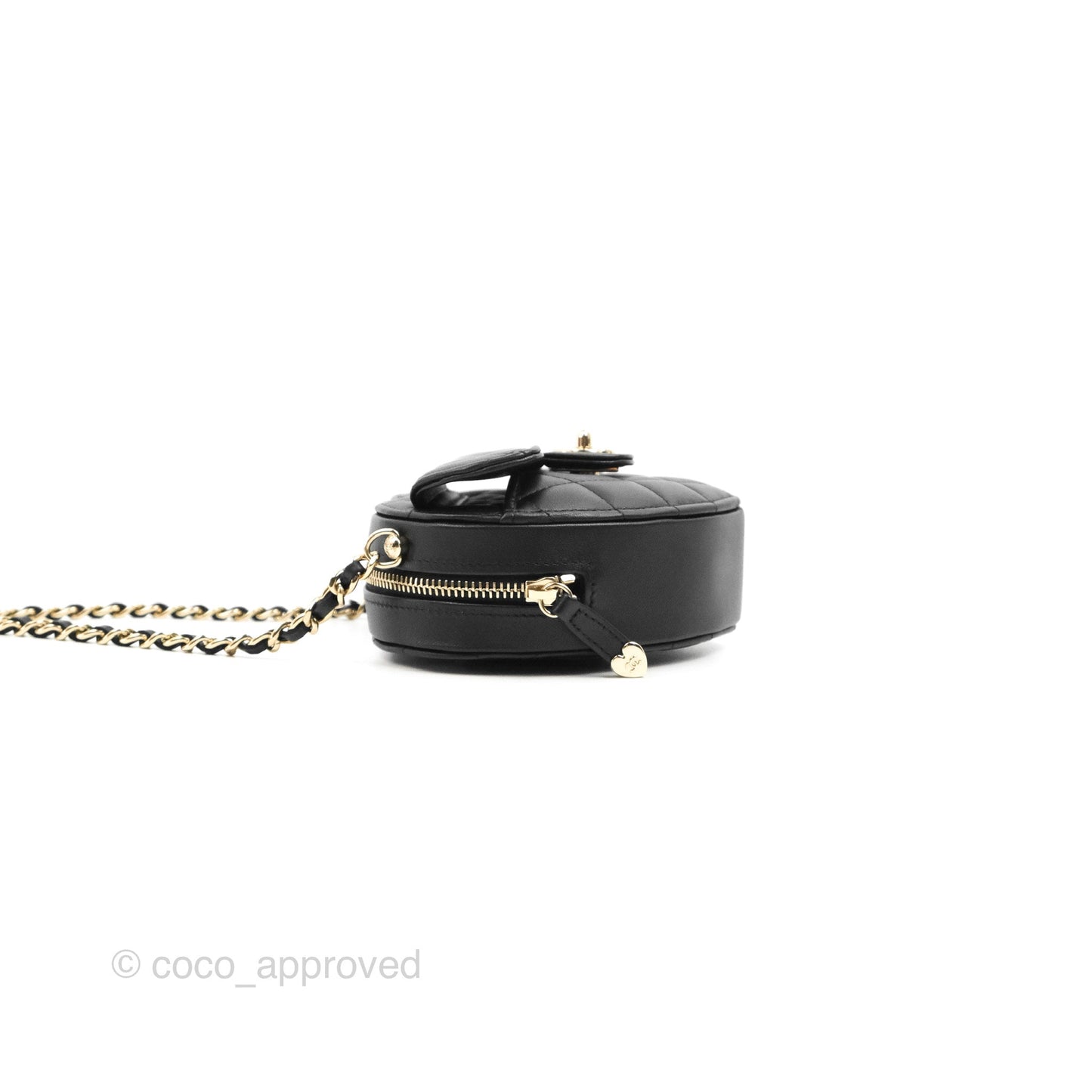 Chanel Small Heart Bag Black Lambskin Gold Hardware 22S