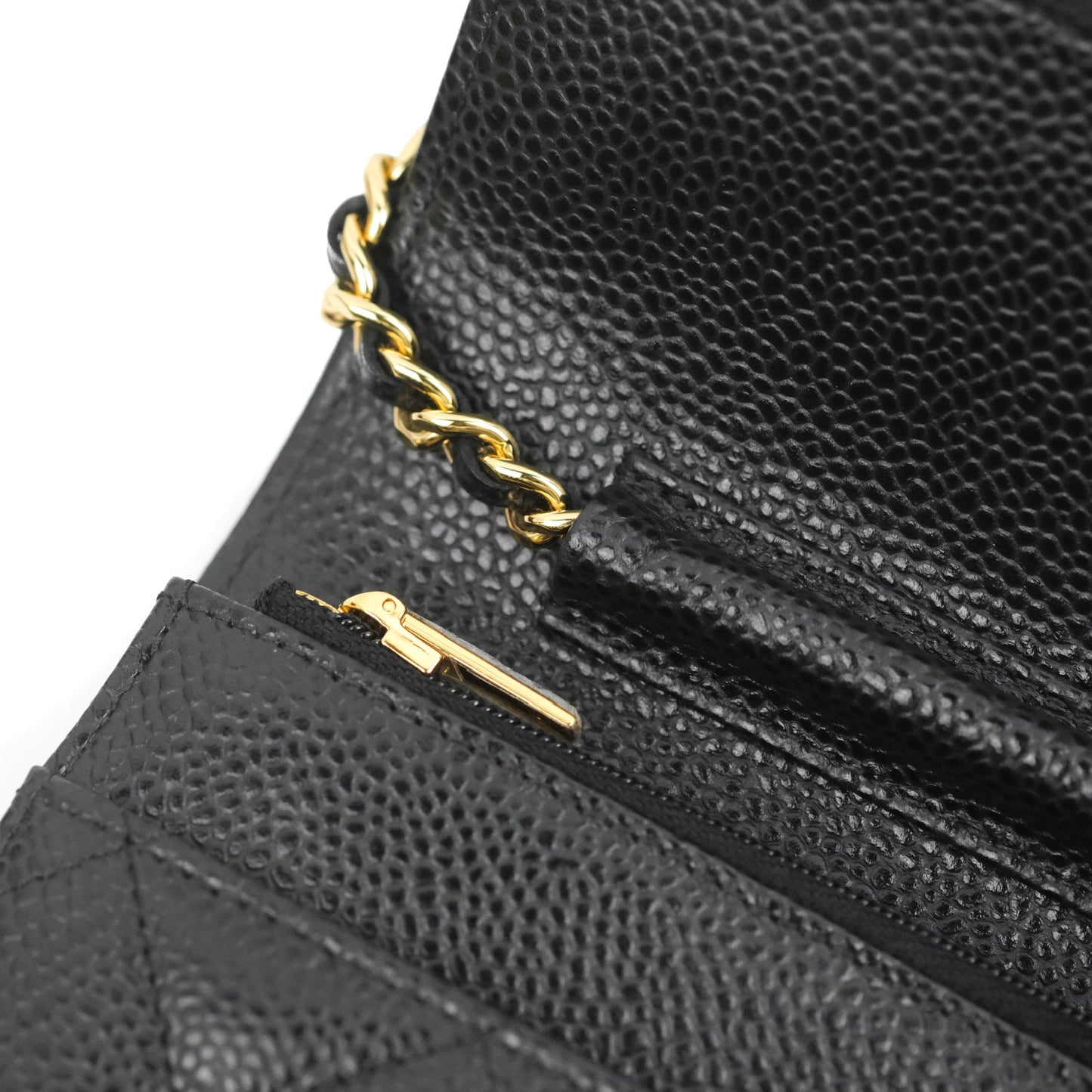 Chanel Quilted CC Chain Wallet on Chain WOC Black Caviar Gold Hardware