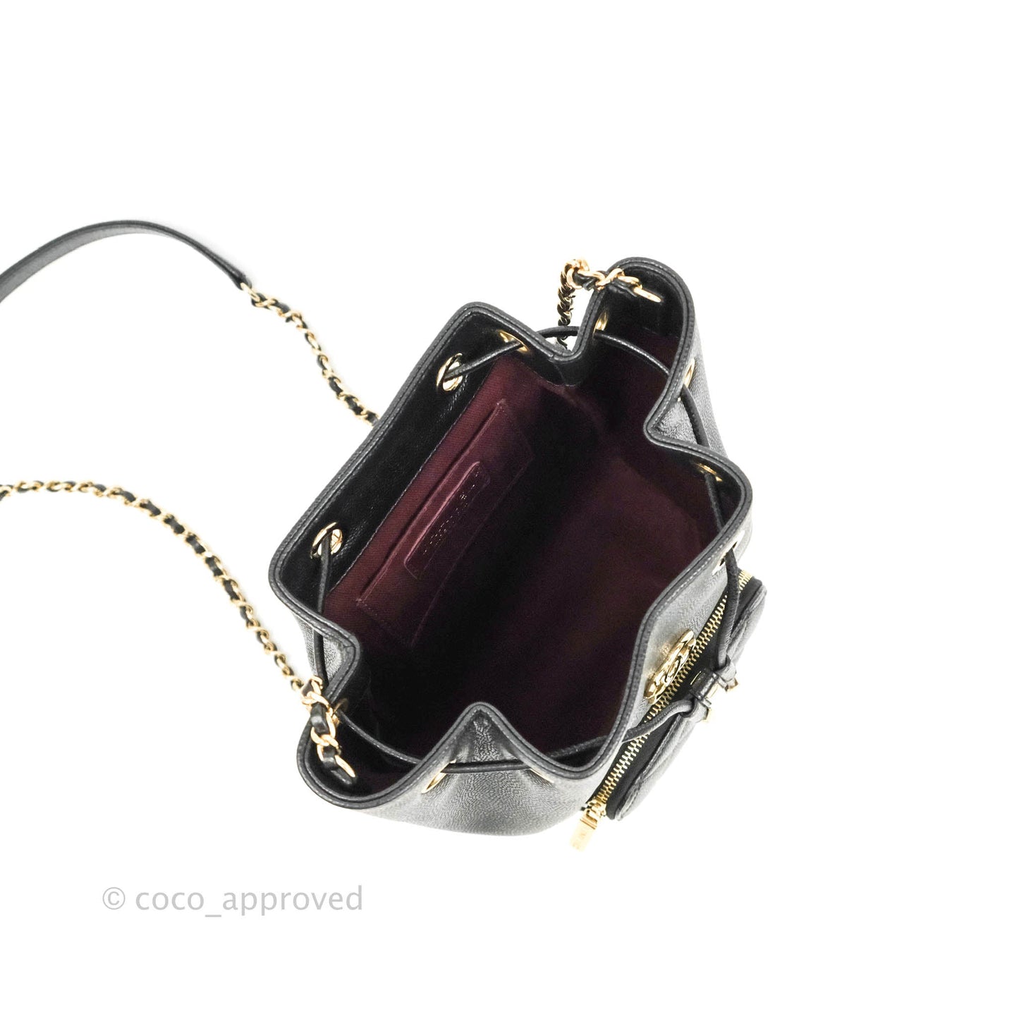 Chanel Business Affinity Drawstring Bucket Bag Black Caviar Gold Hardware