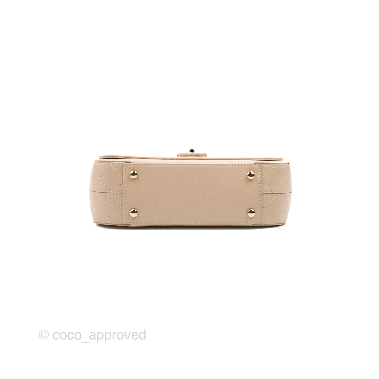 Chanel Flat Quilted Flap Bag Light Beige Calfskin Gold Hardware