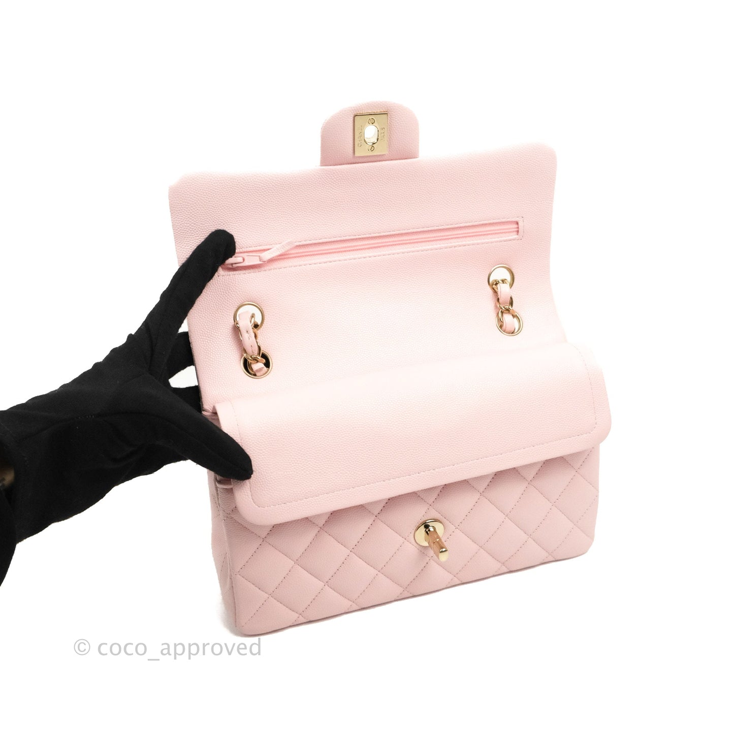 Chanel Classic Small S/M Flap Pink Caviar Gold Hardware 22S