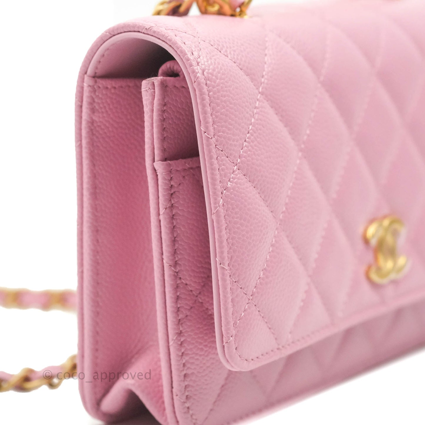 Chanel Top Handle Wallet On Chain WOC Pink Caviar Gold Hardware 22S