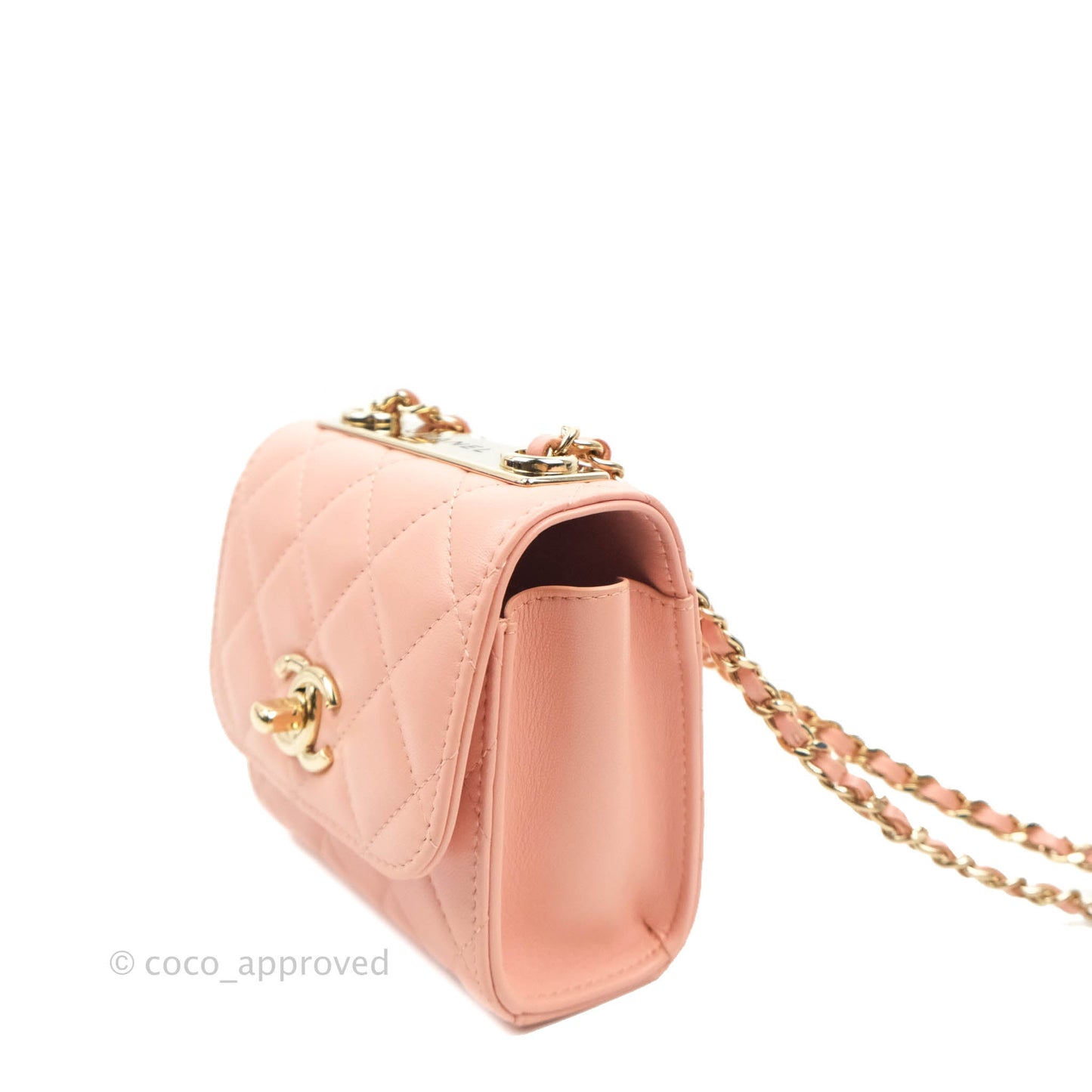 Chanel Mini Quilted Trendy CC Clutch With Chain Pink Lambskin Gold Hardware