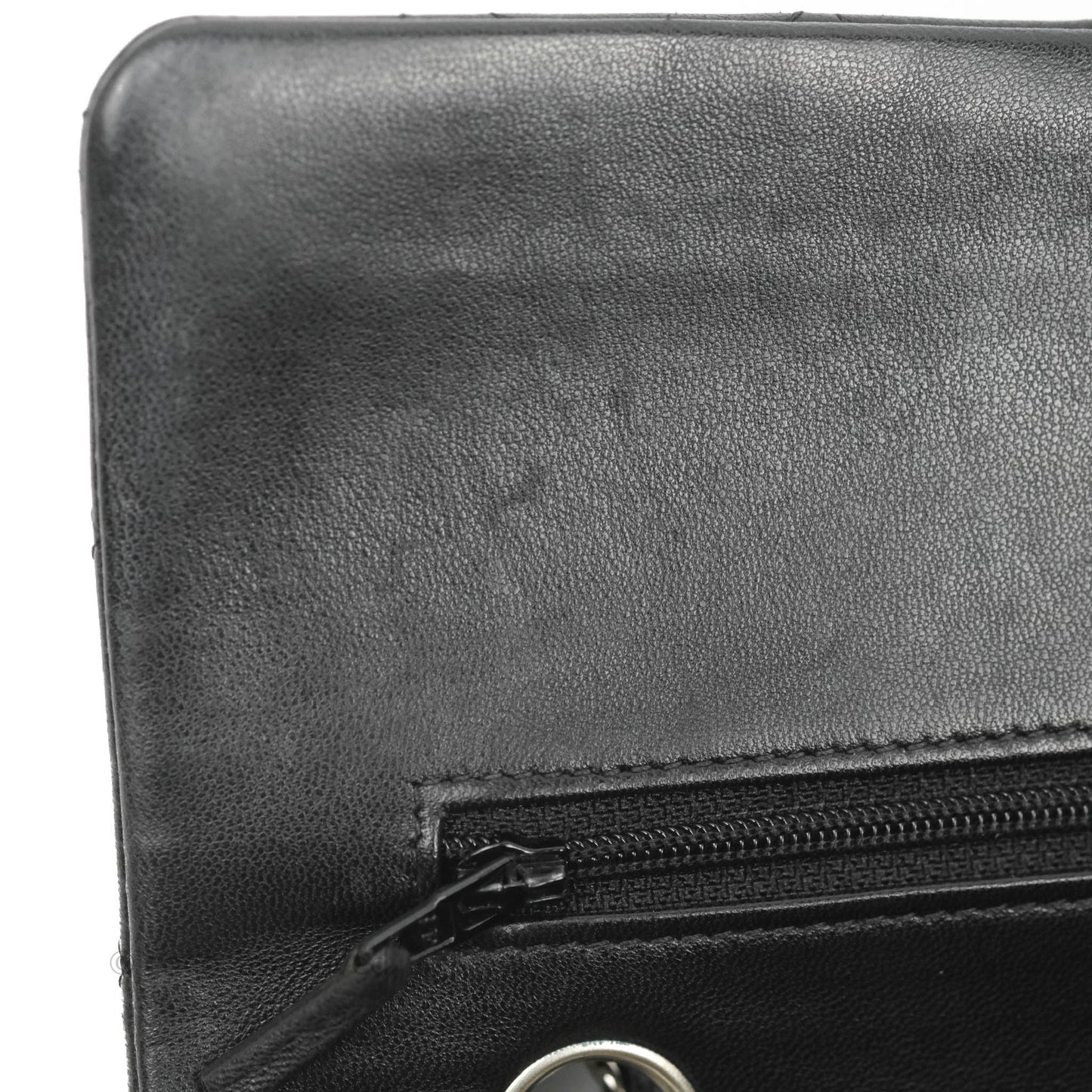 Chanel Quilted Classic M/L Medium Flap Black Lambskin Silver Hardware